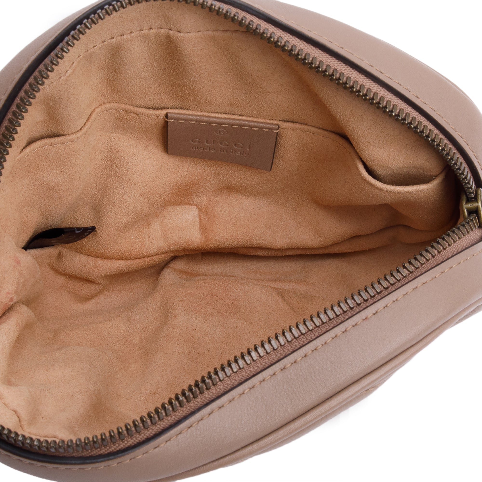 Gucci Beige GG Marmont Matelasse Leather Belt Bag, Size 85 34