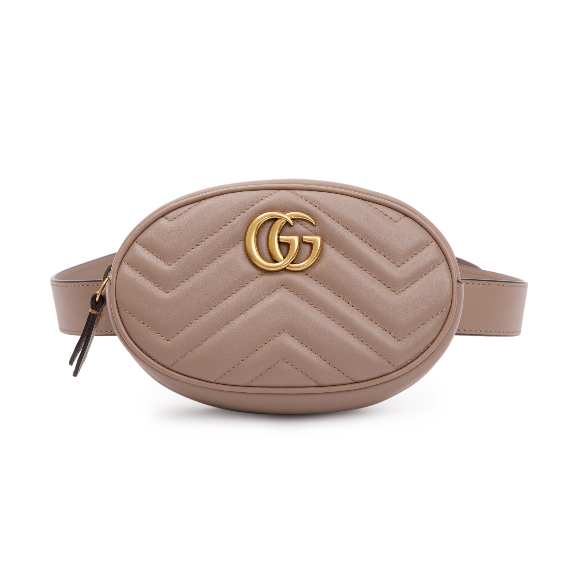 Gucci Beige GG Marmont Matelasse Leather Belt Bag