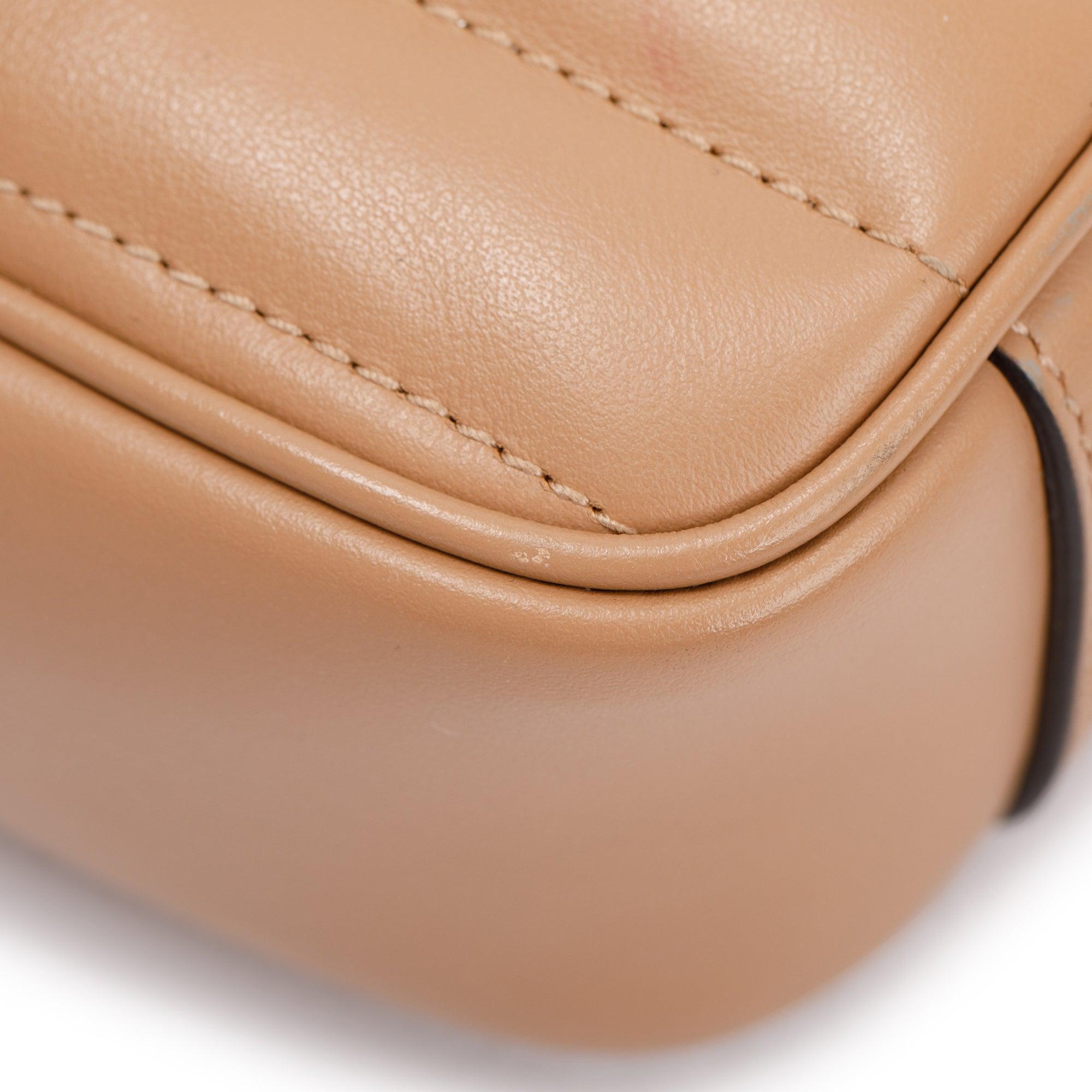 Gucci Beige GG Marmont Matelasse Leather Mini Shoulder Bag