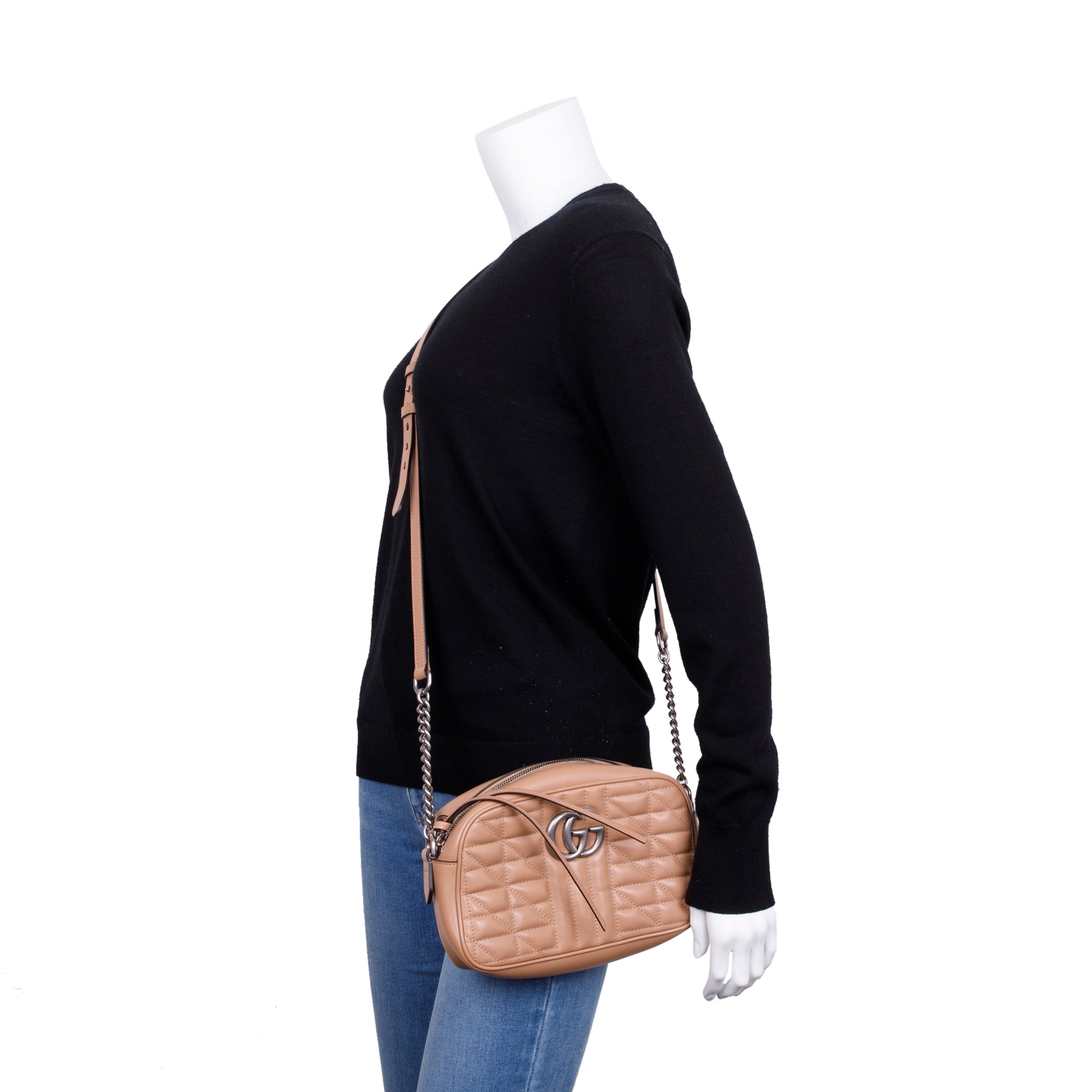 Gucci Beige GG Marmont Matelasse Leather Small Shoulder Bag