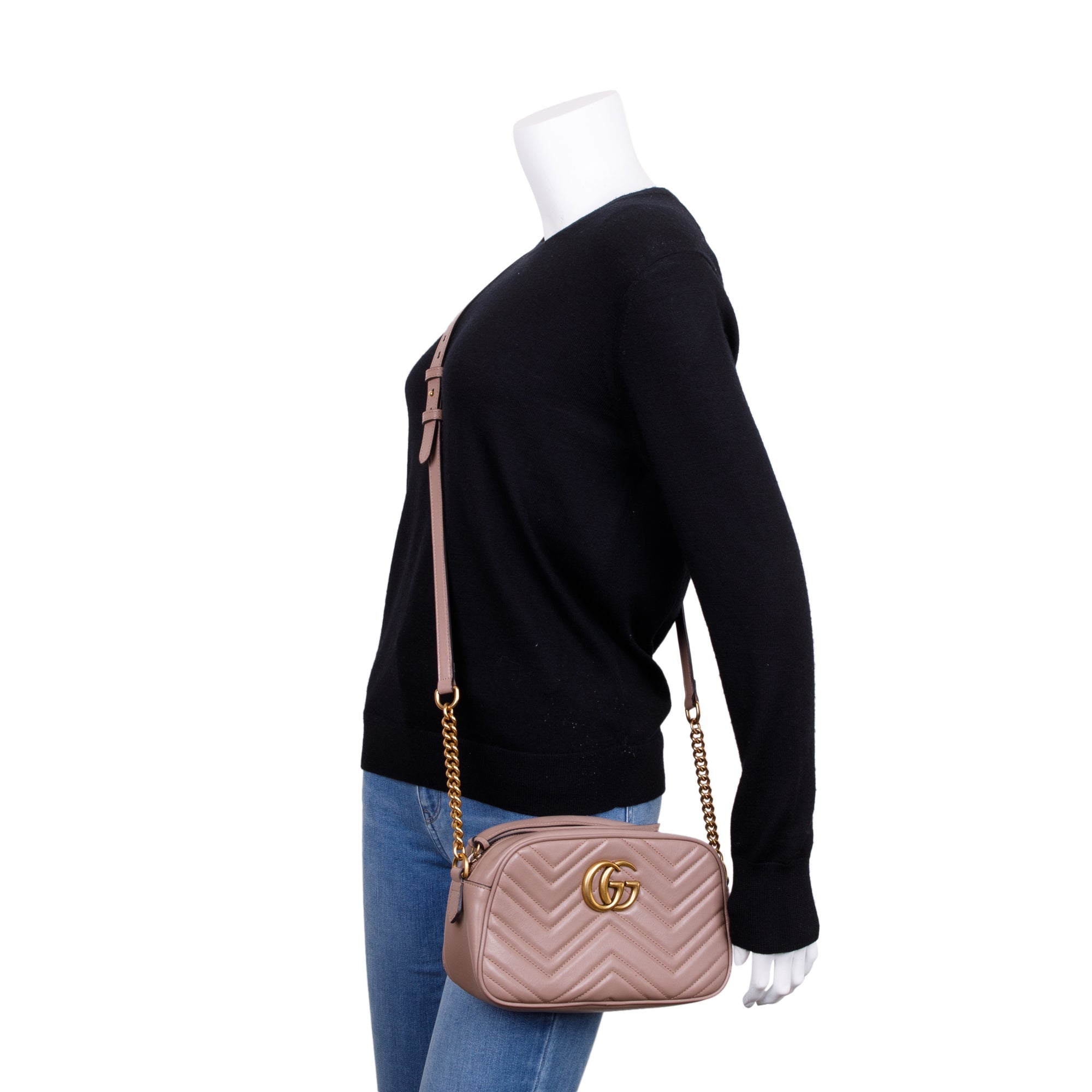 Gucci Beige GG Marmont Matelasse Leather Small Shoulder Bag