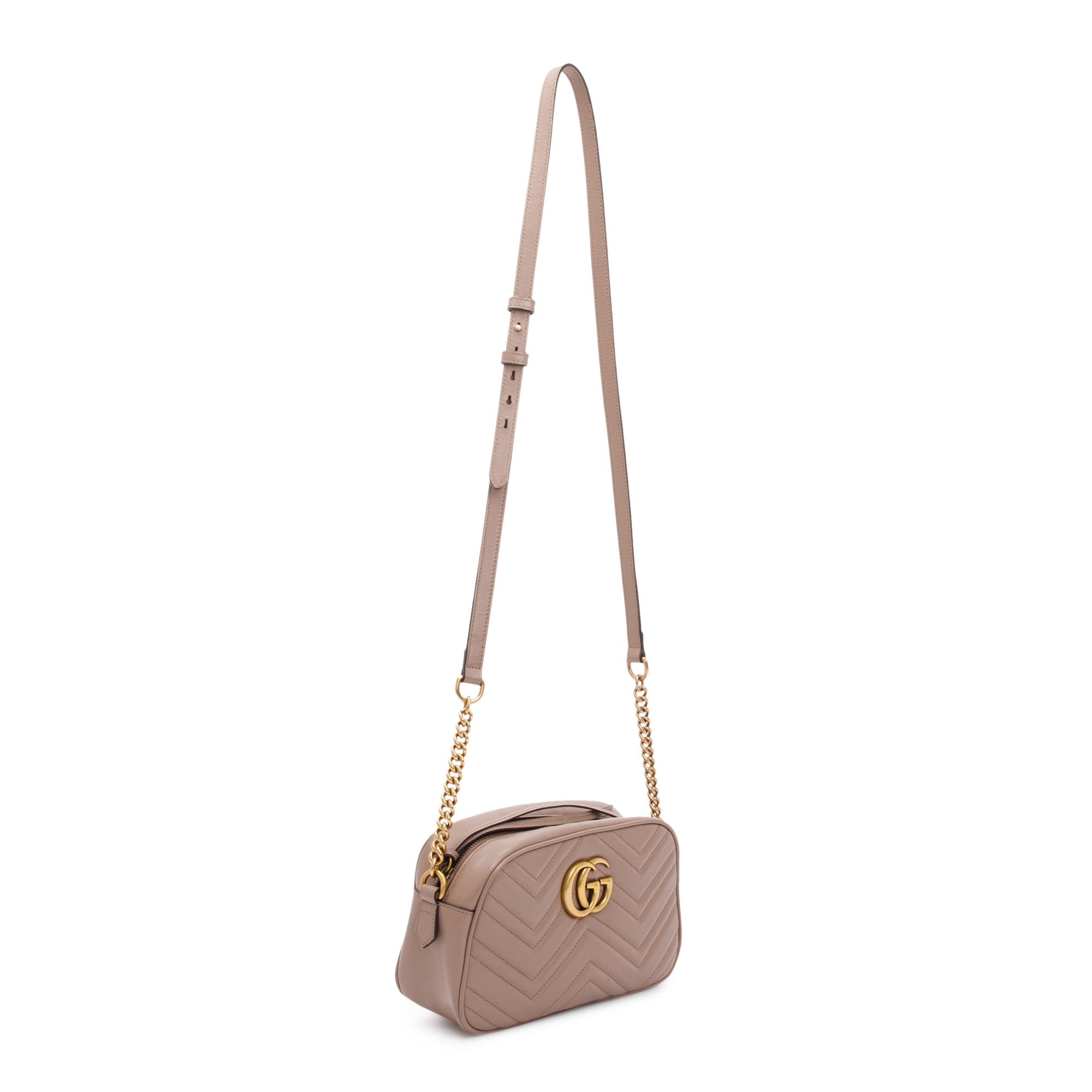Gucci Beige GG Marmont Matelasse Leather Small Shoulder Bag
