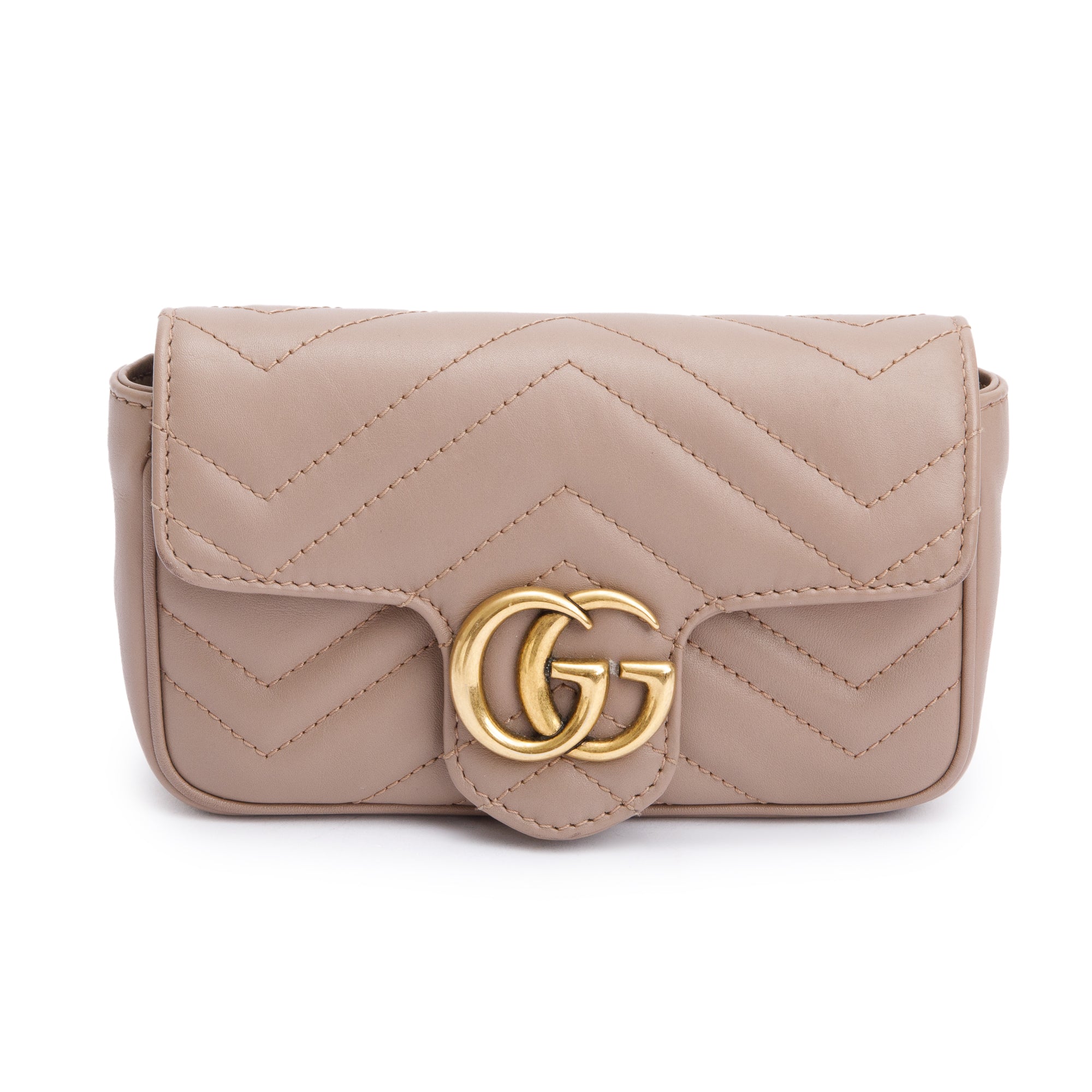 Gucci Beige GG Marmont Matelasse Leather Super Mini Bag