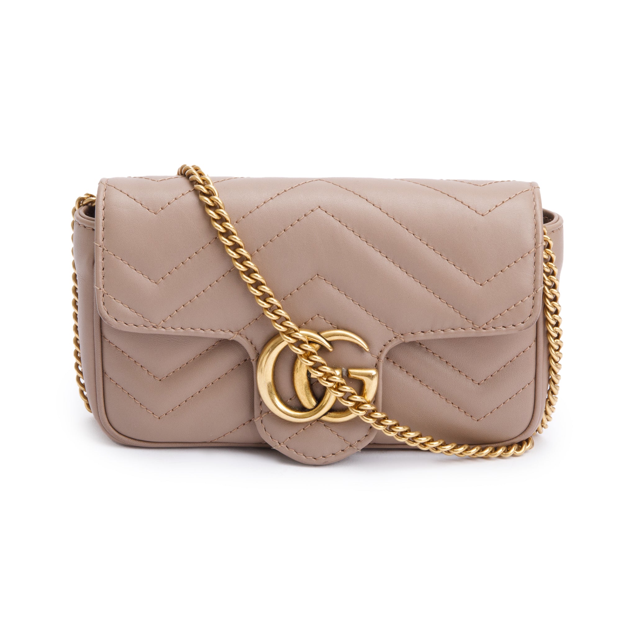 Gucci Beige GG Marmont Matelasse Leather Super Mini Bag