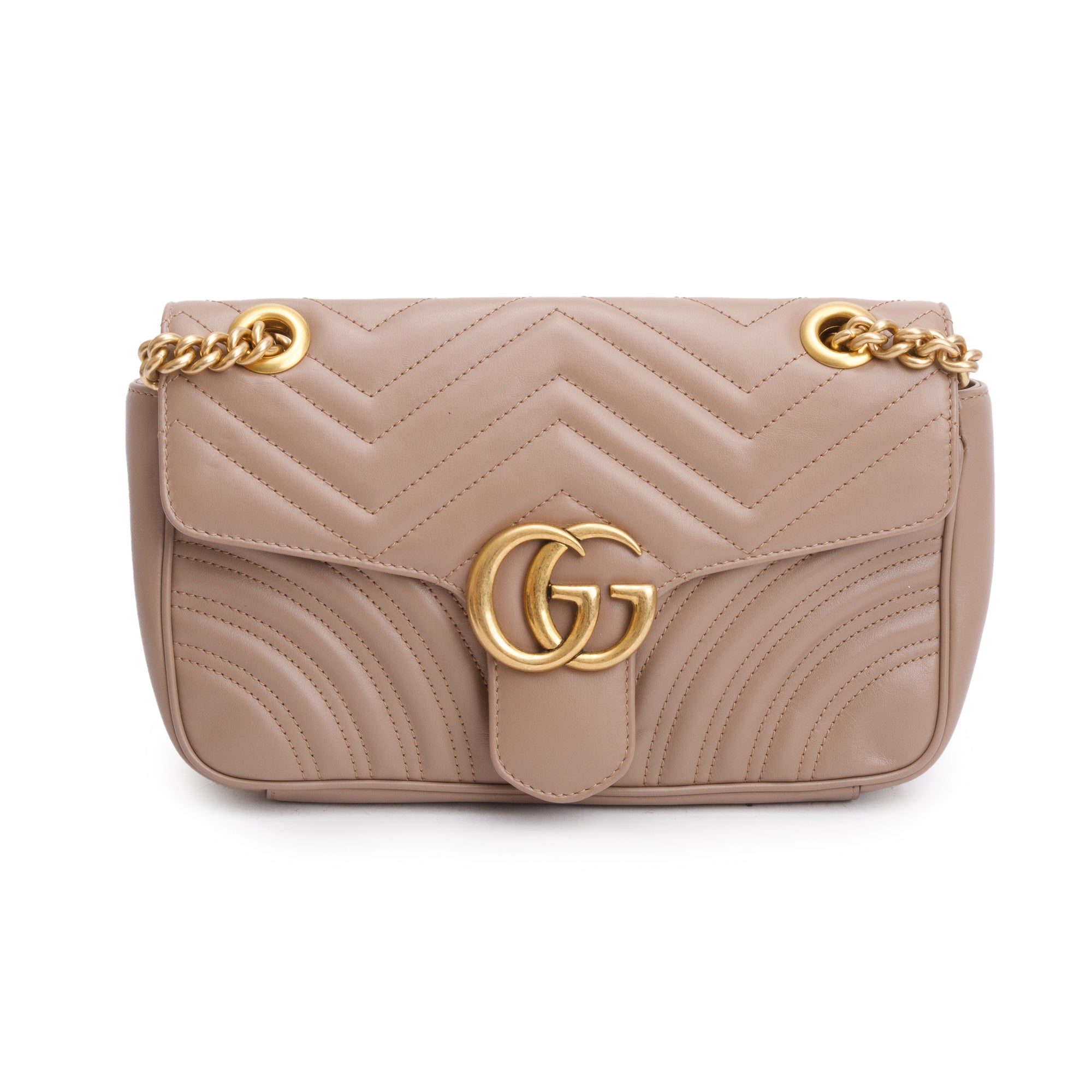 Gucci Beige GG Marmont Matelasse Small Shoulder Bag