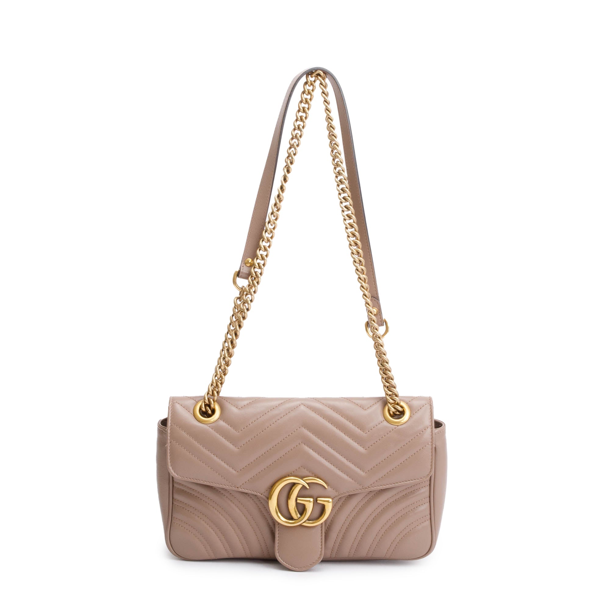 Gucci Beige GG Marmont Matelasse Small Shoulder Bag