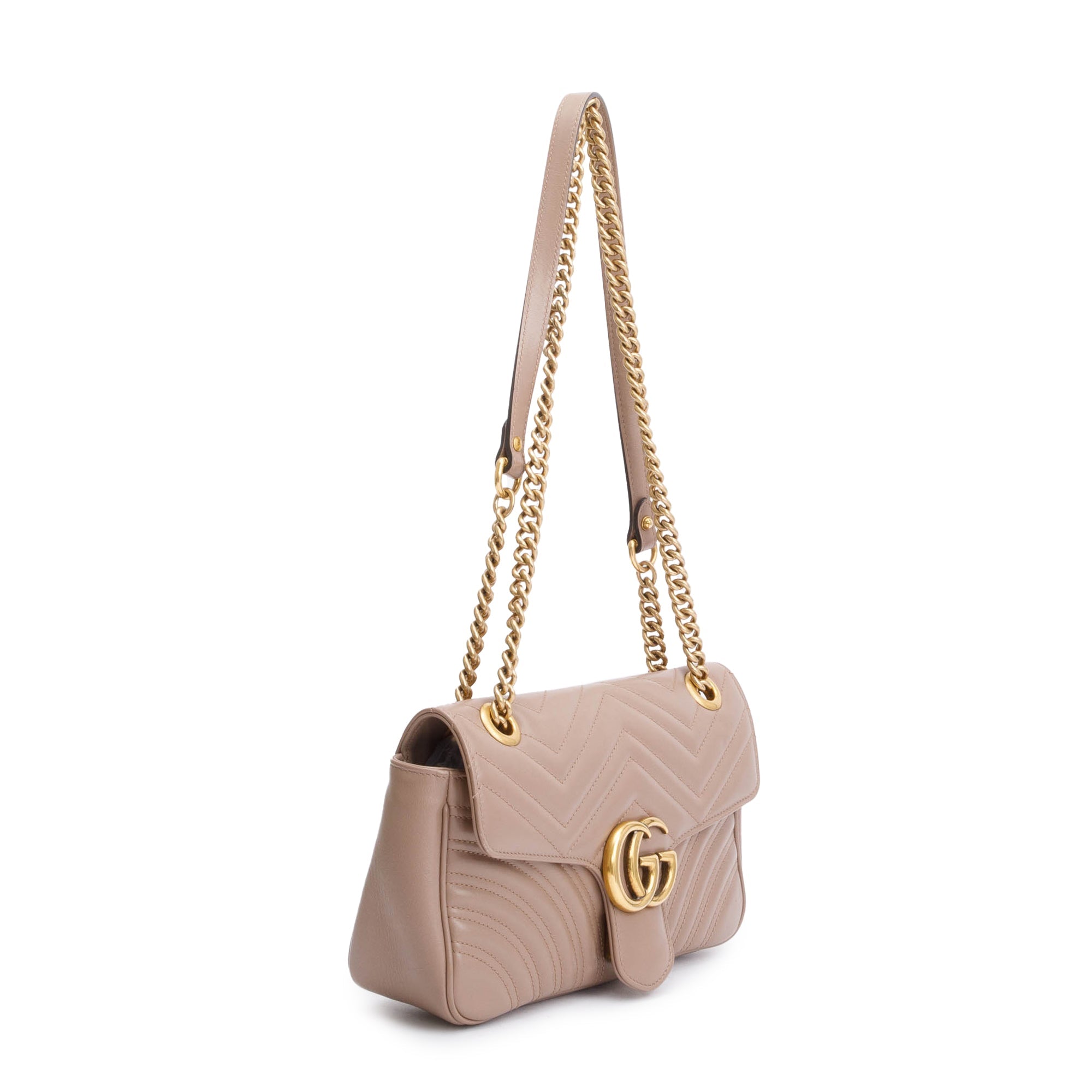 Gucci Beige GG Marmont Matelasse Small Shoulder Bag