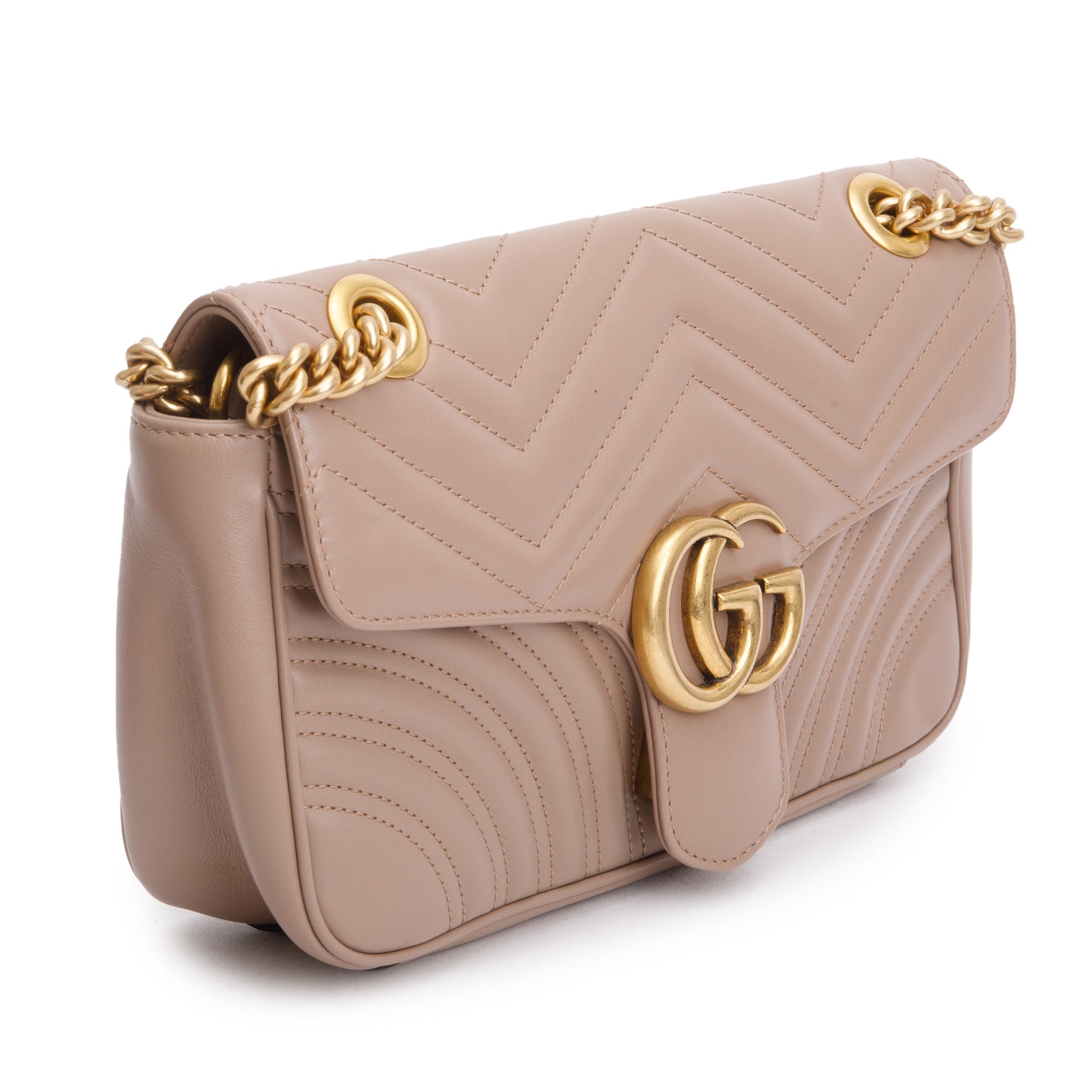 Gucci Beige GG Marmont Matelasse Small Shoulder Bag