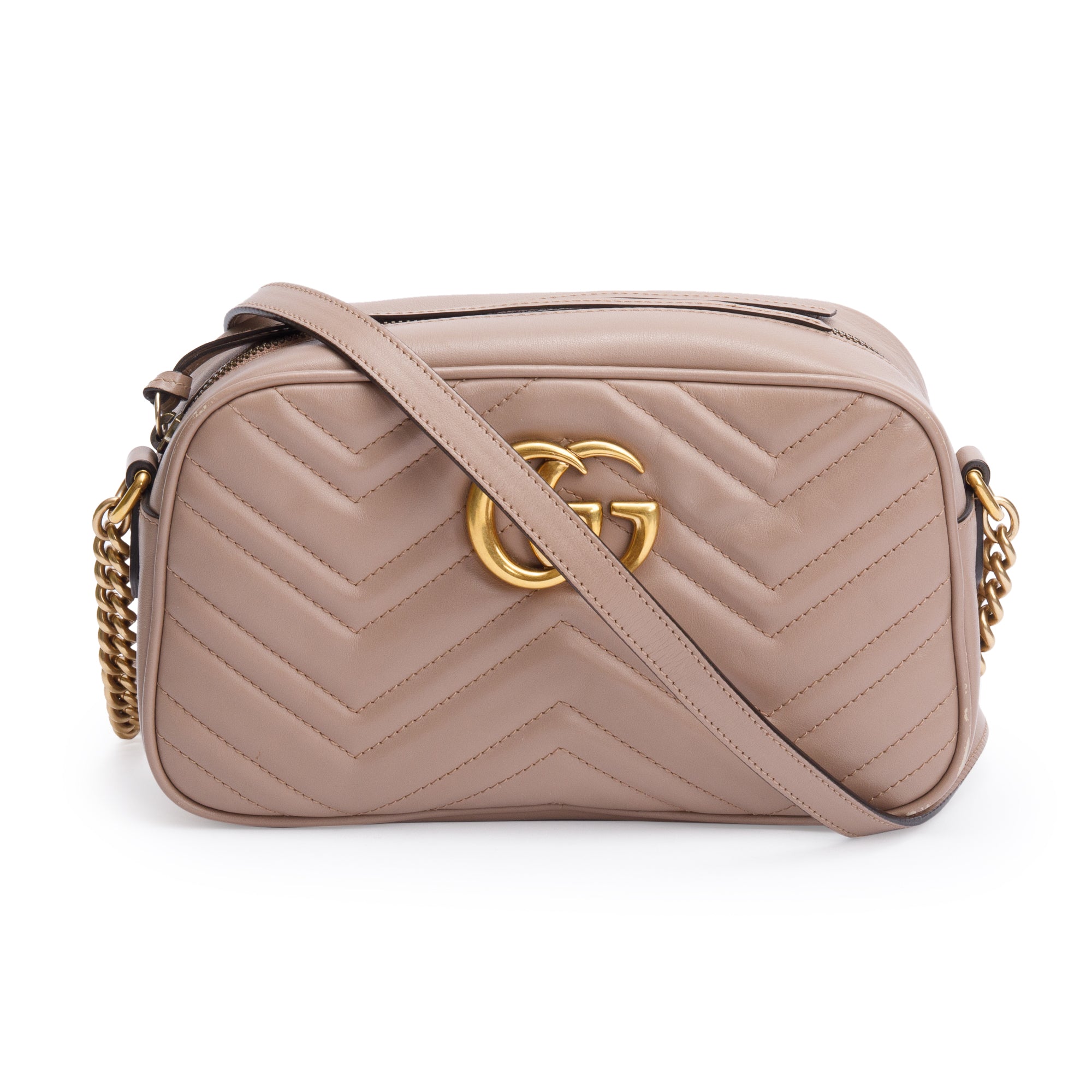Gucci Beige GG Marmont Matelasse Small Shoulder Bag w/ Box