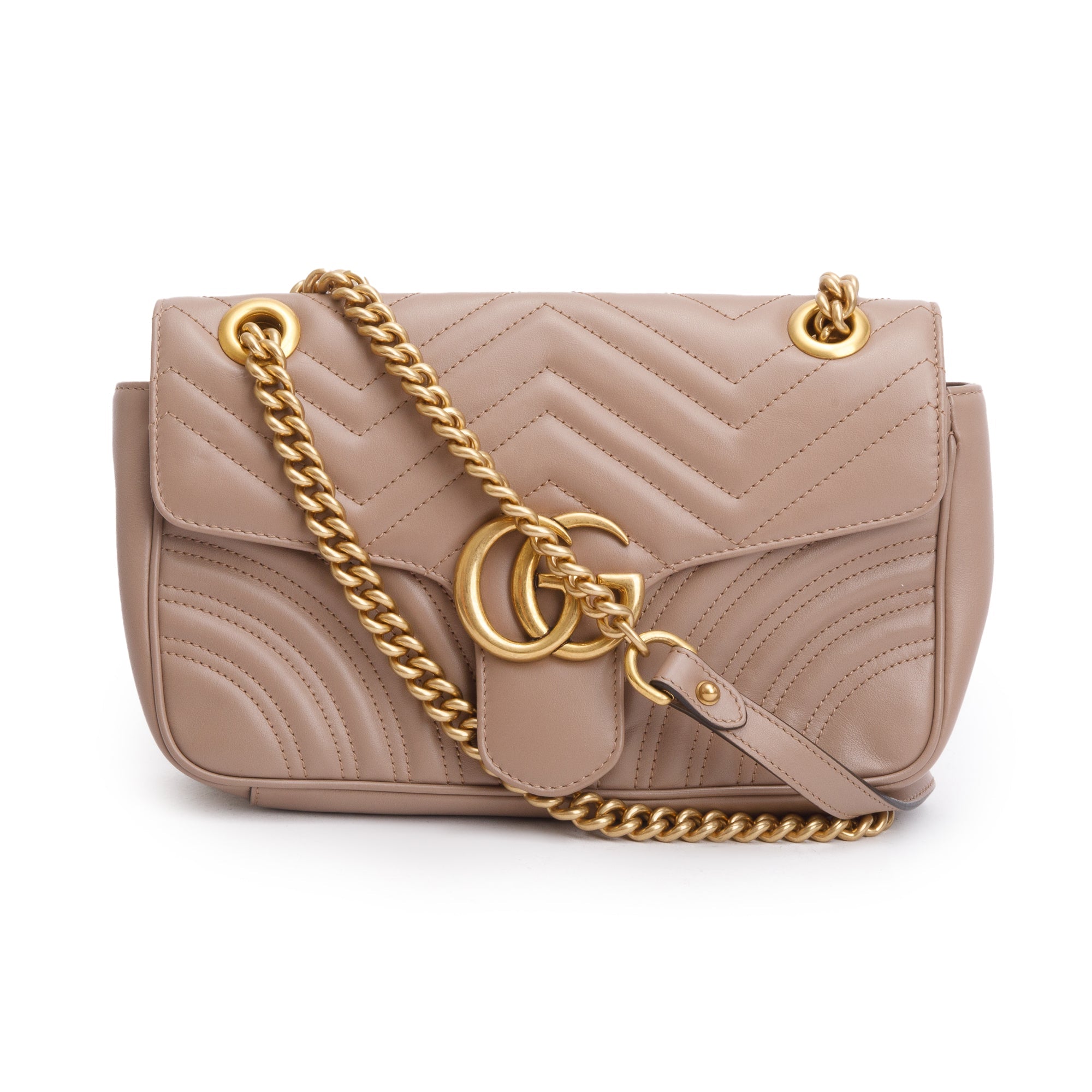 Gucci Beige GG Marmont Matelasse Small Shoulder Bag