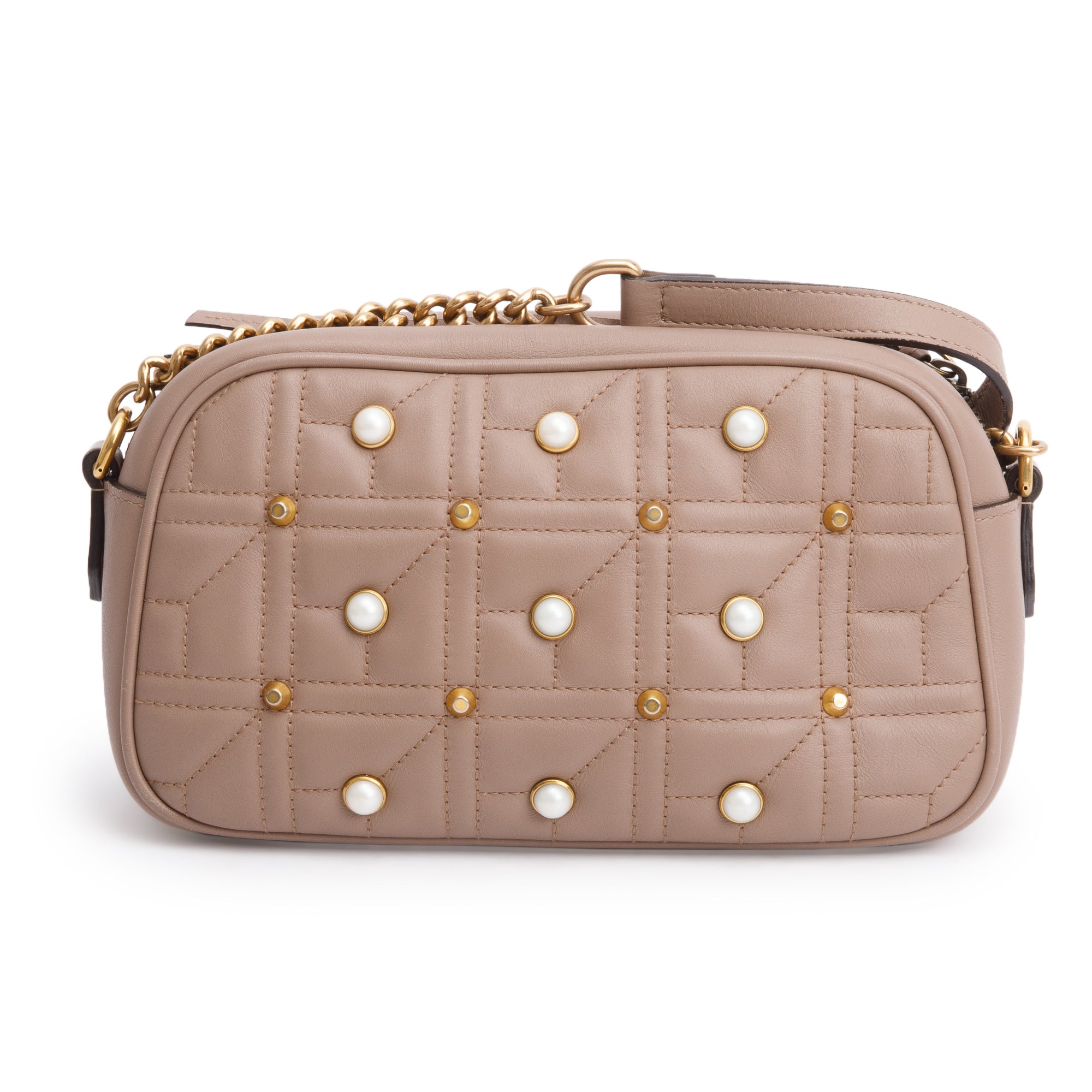 Gucci Beige GG Marmont Pearly GG Small Shoulder Bag