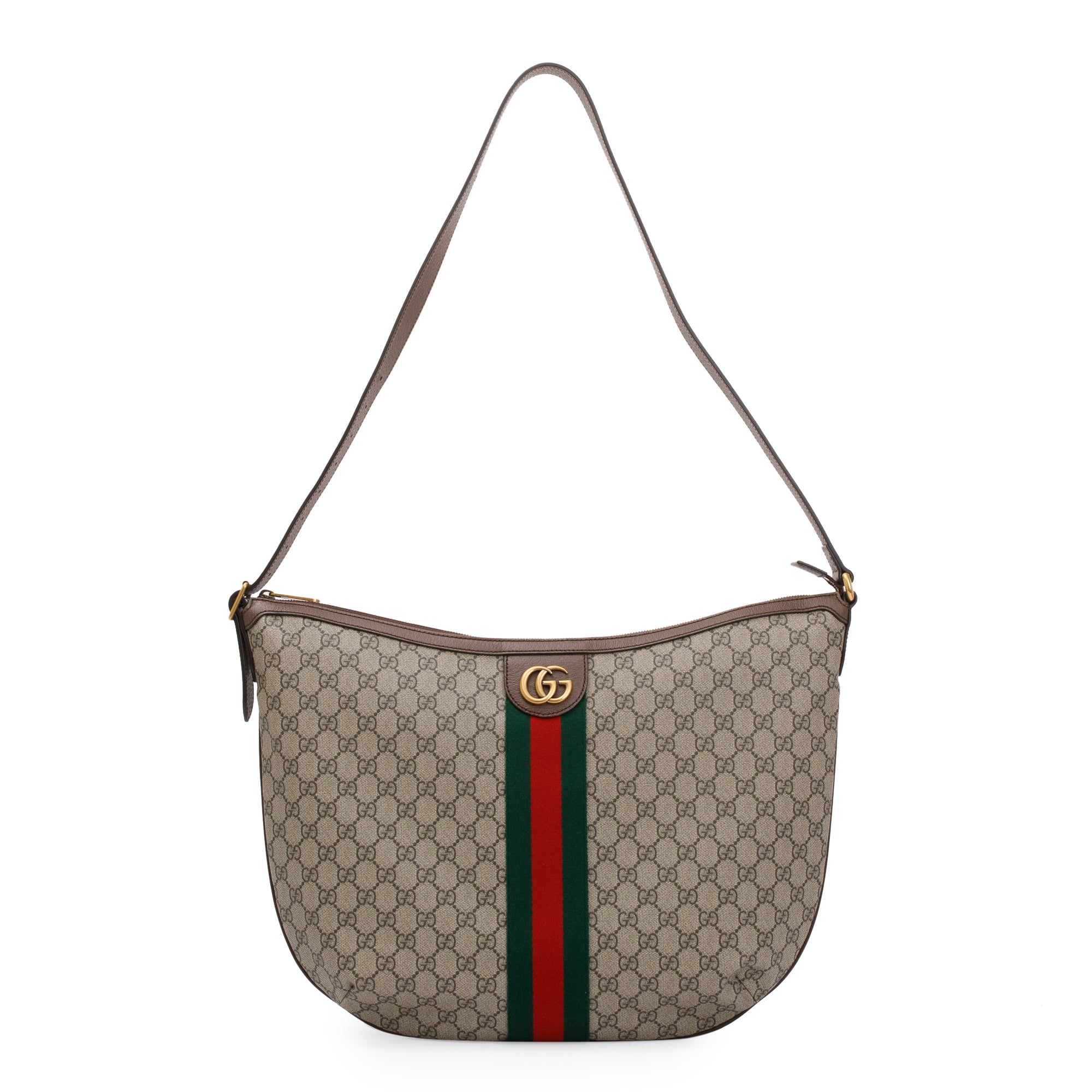 Gucci Beige GG Supreme Web Large Ophidia Half Moon Hobo