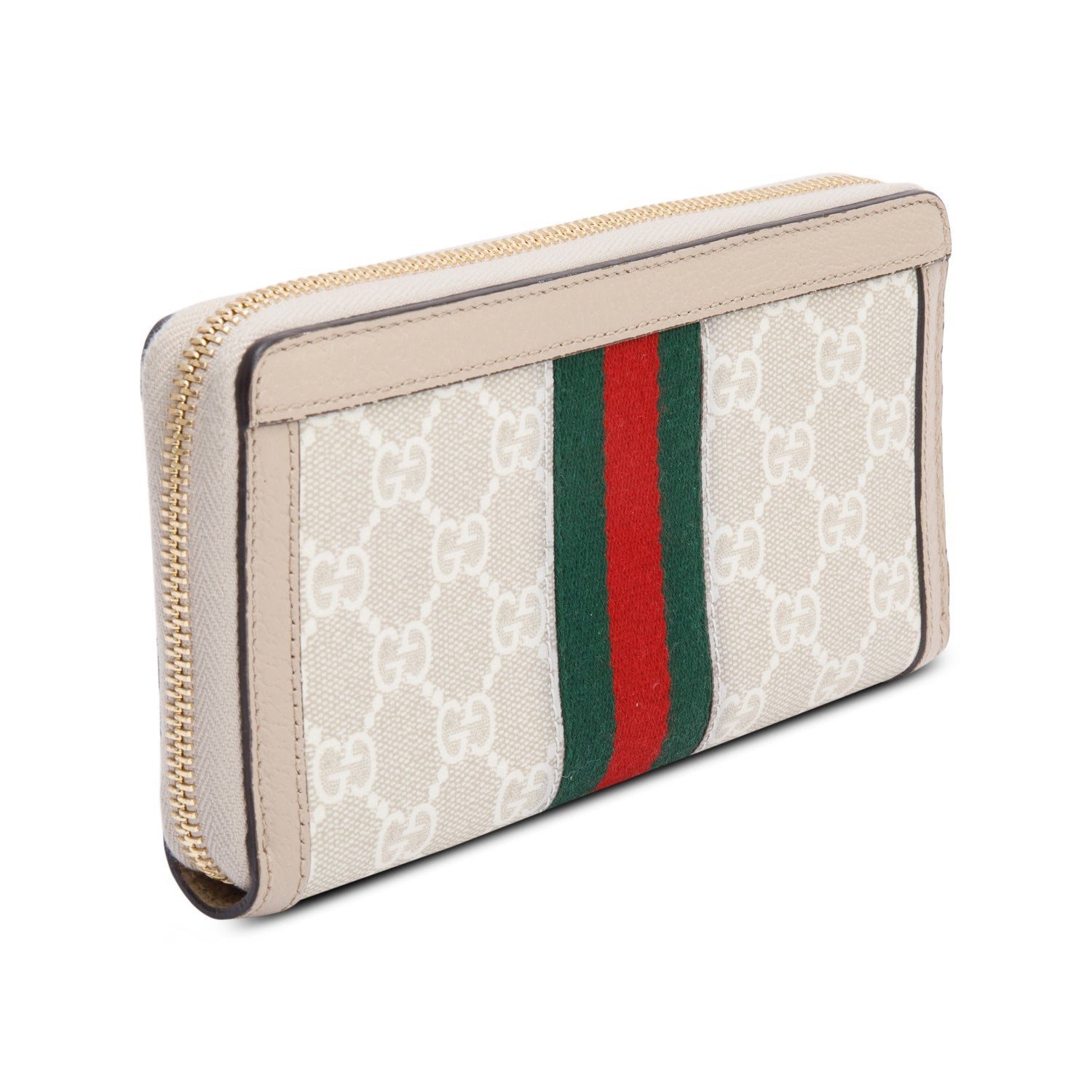 Gucci Beige GG Supreme Web Ophidia Zip Around Wallet
