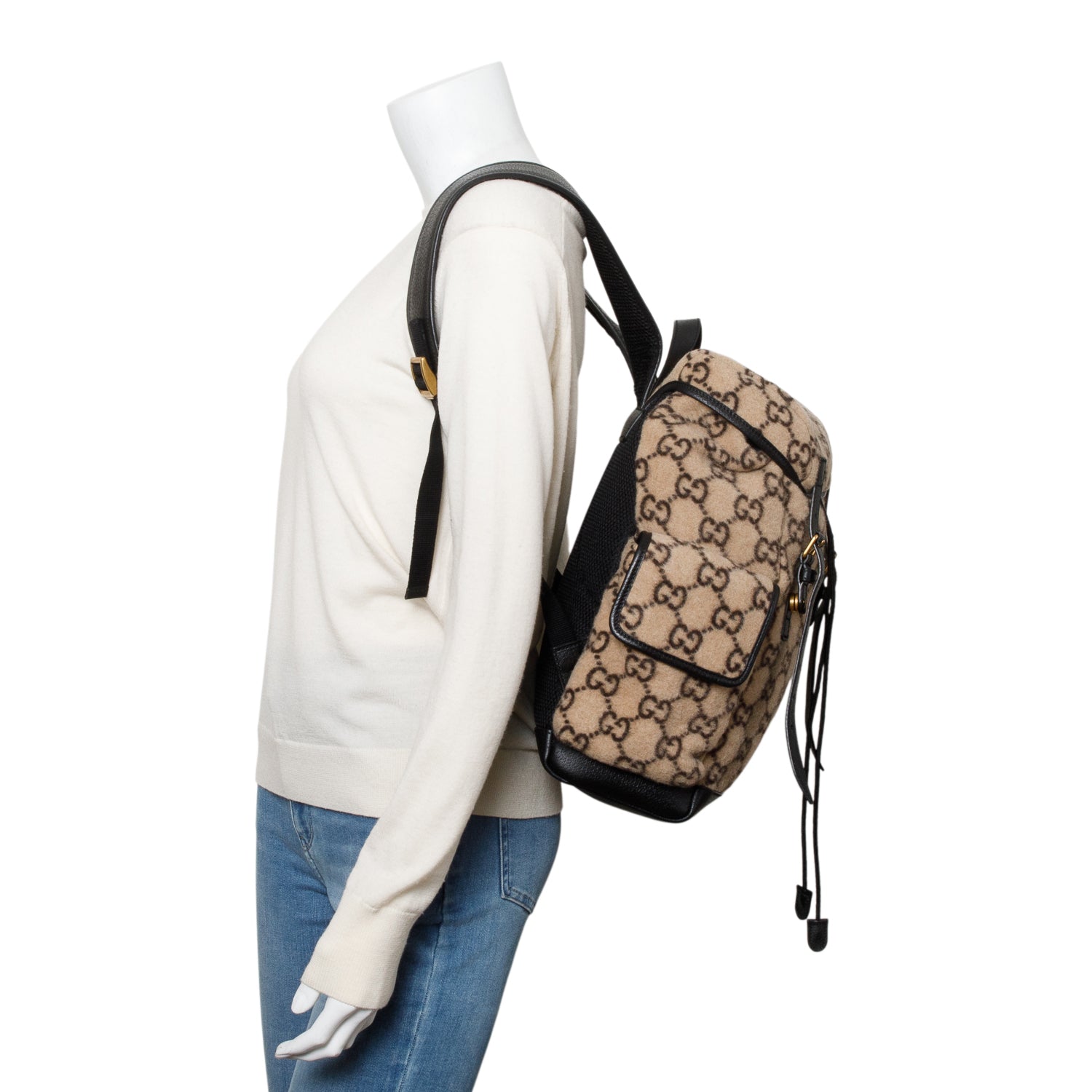 Gucci Beige GG Wool Backpack