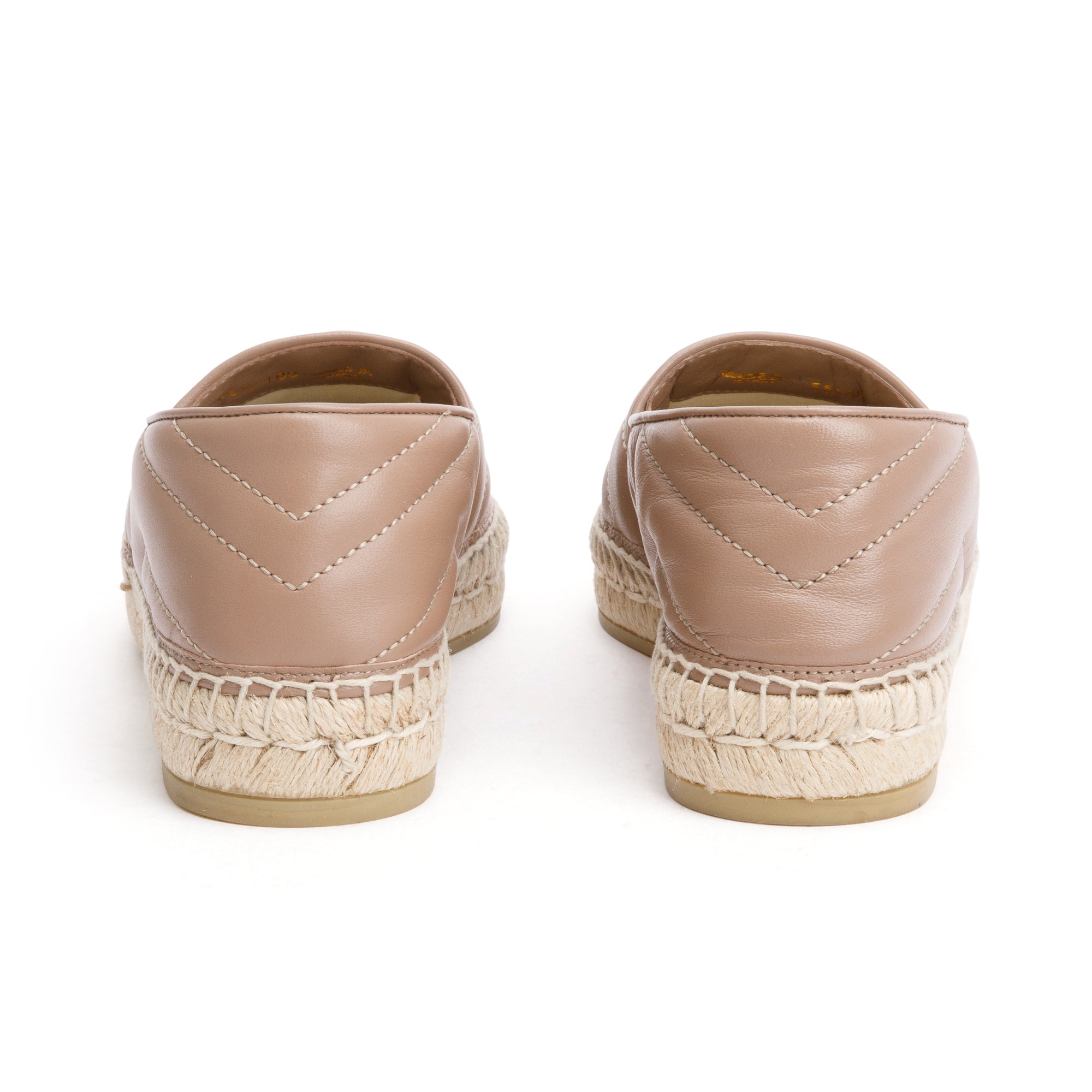 Gucci Beige Matelasse Nappa Leather GG Marmont Espadrille, Size 36.5 w/ Box