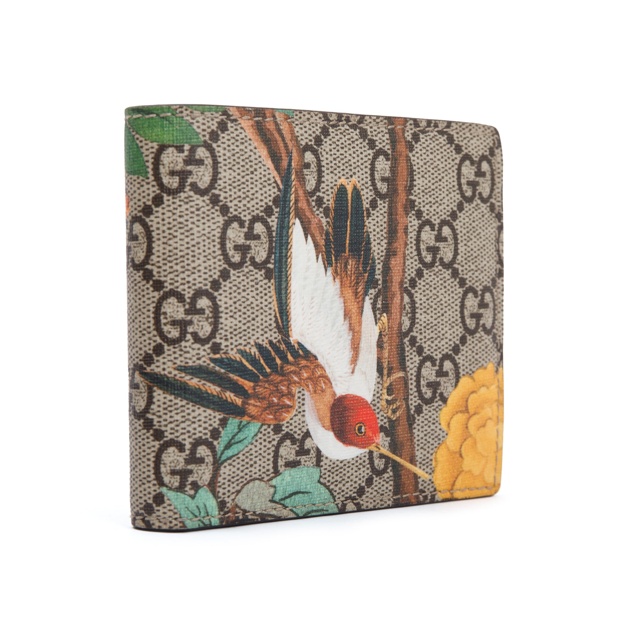 Gucci Beige & Multicolour GG Supreme Tian Bifold Wallet w/ Box