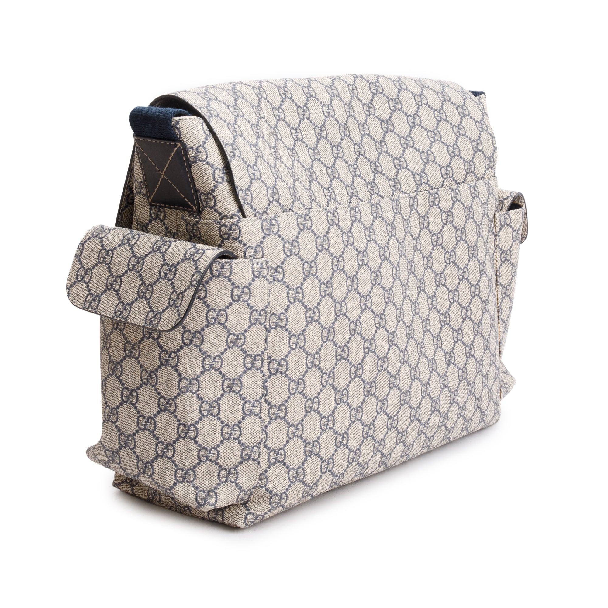 Gucci Beige & Navy GG Plus Diaper Bag
