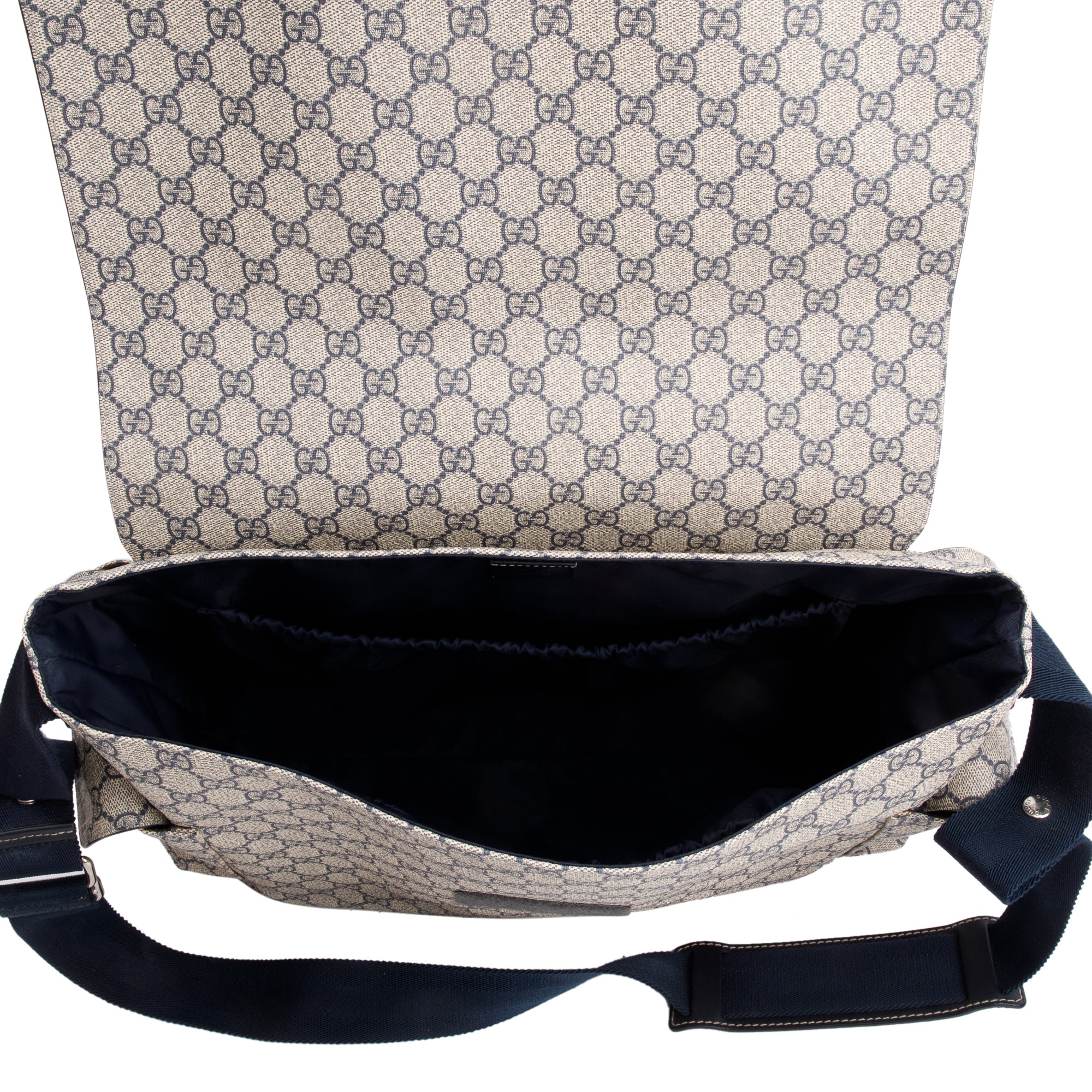 Gucci Beige & Navy GG Plus Diaper Bag