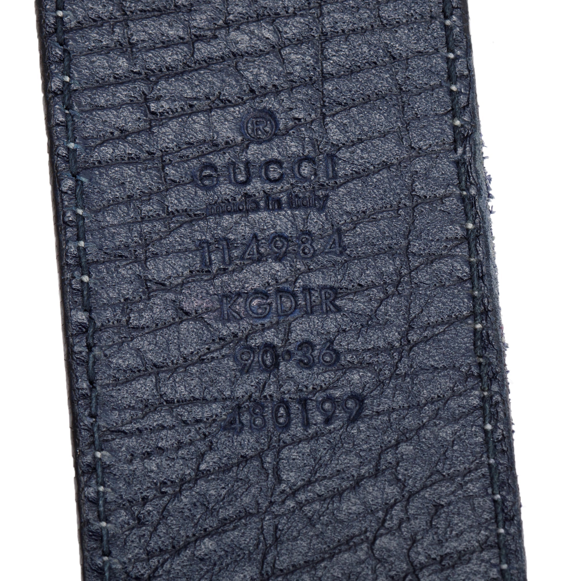 Gucci Beige & Navy GG Supreme Canvas Interlocking G Belt 90 36