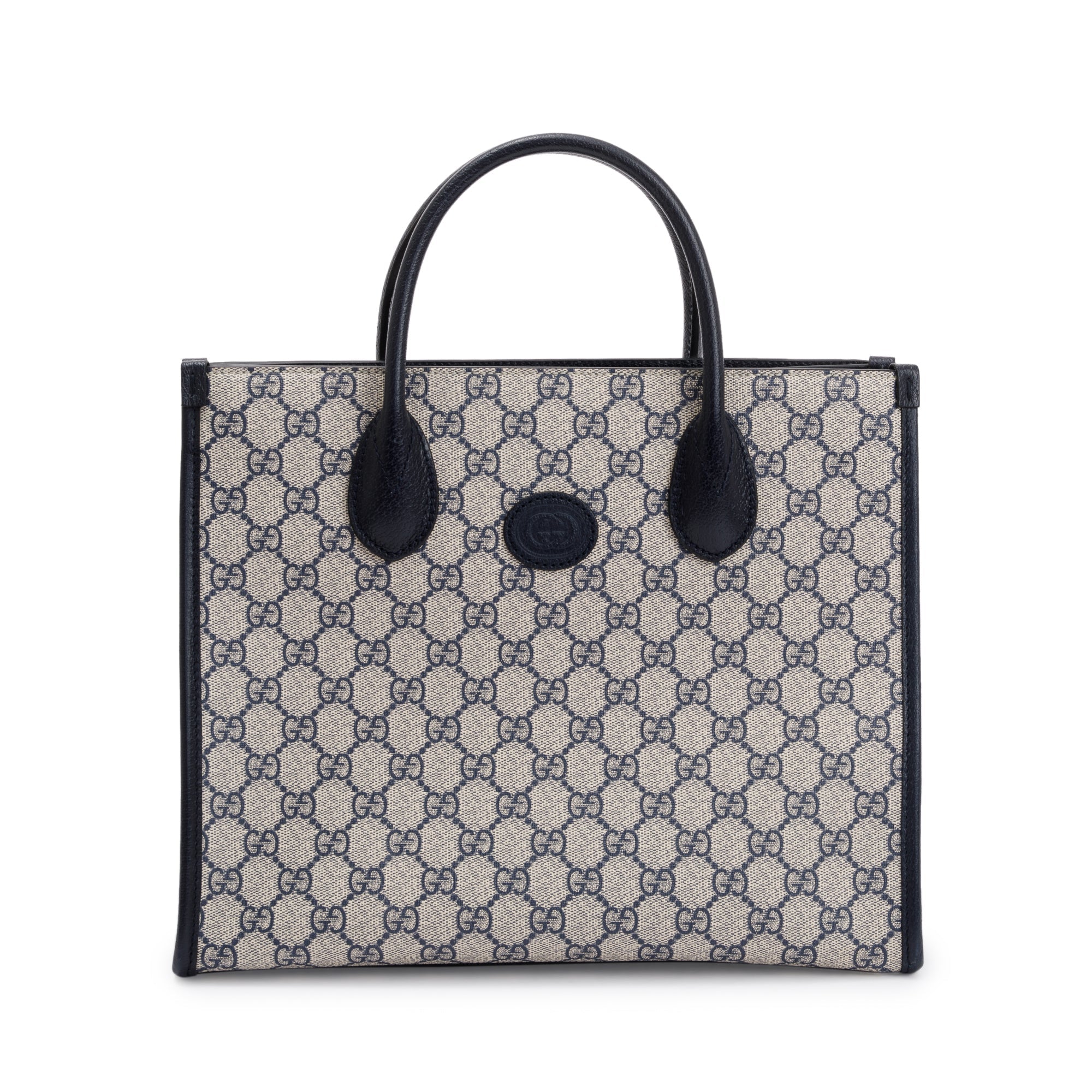 Gucci Beige & Navy GG Supreme Small Tote