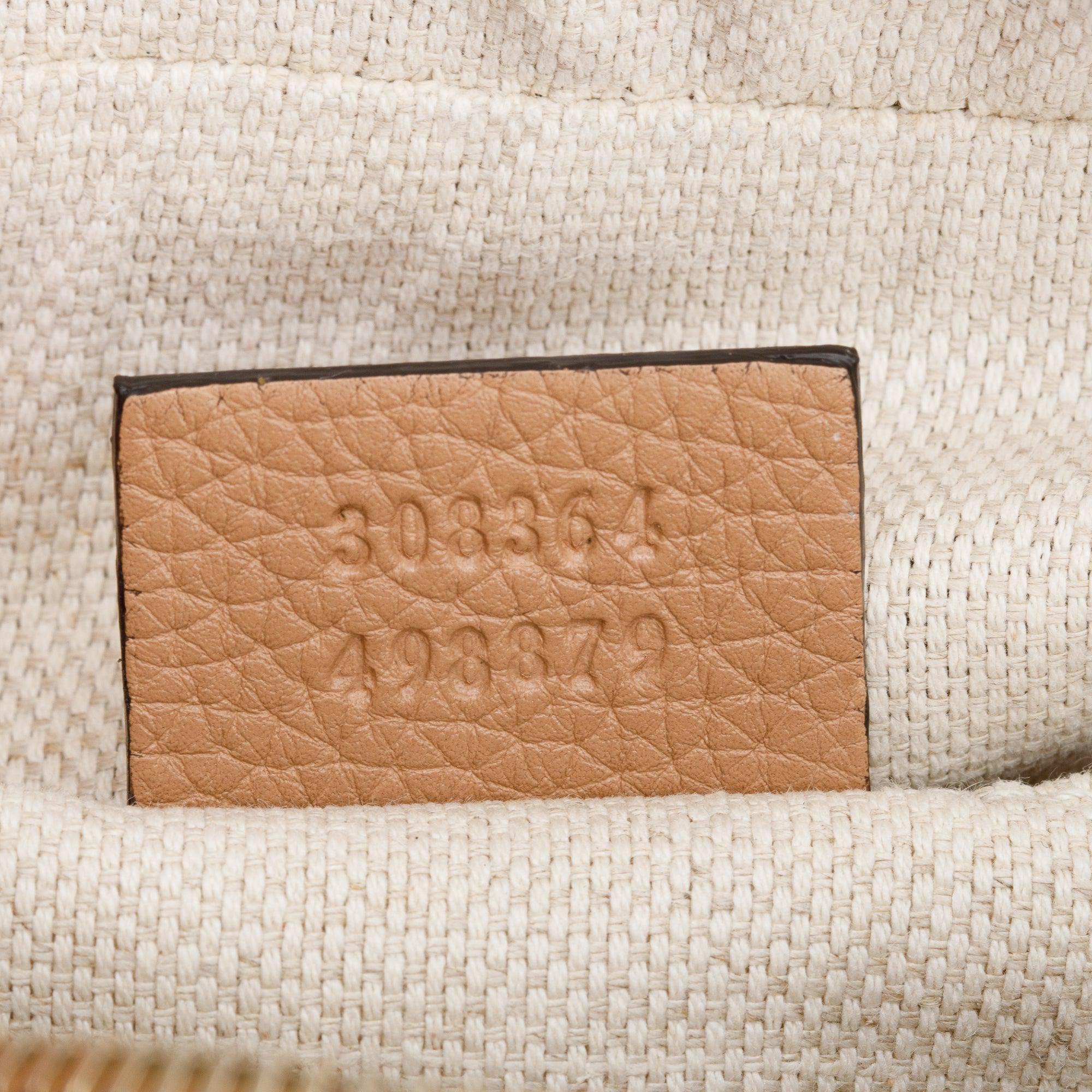 Gucci Beige Pebbled Calfskin Leather Small Soho Disco Bag w/ Box