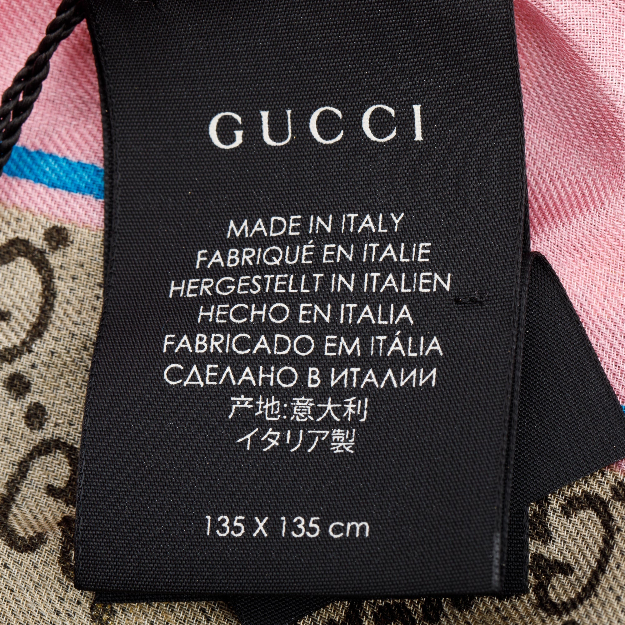 Gucci Beige/ Pink Jacquard GG Bees Silk Shawl Scarf w/ Box