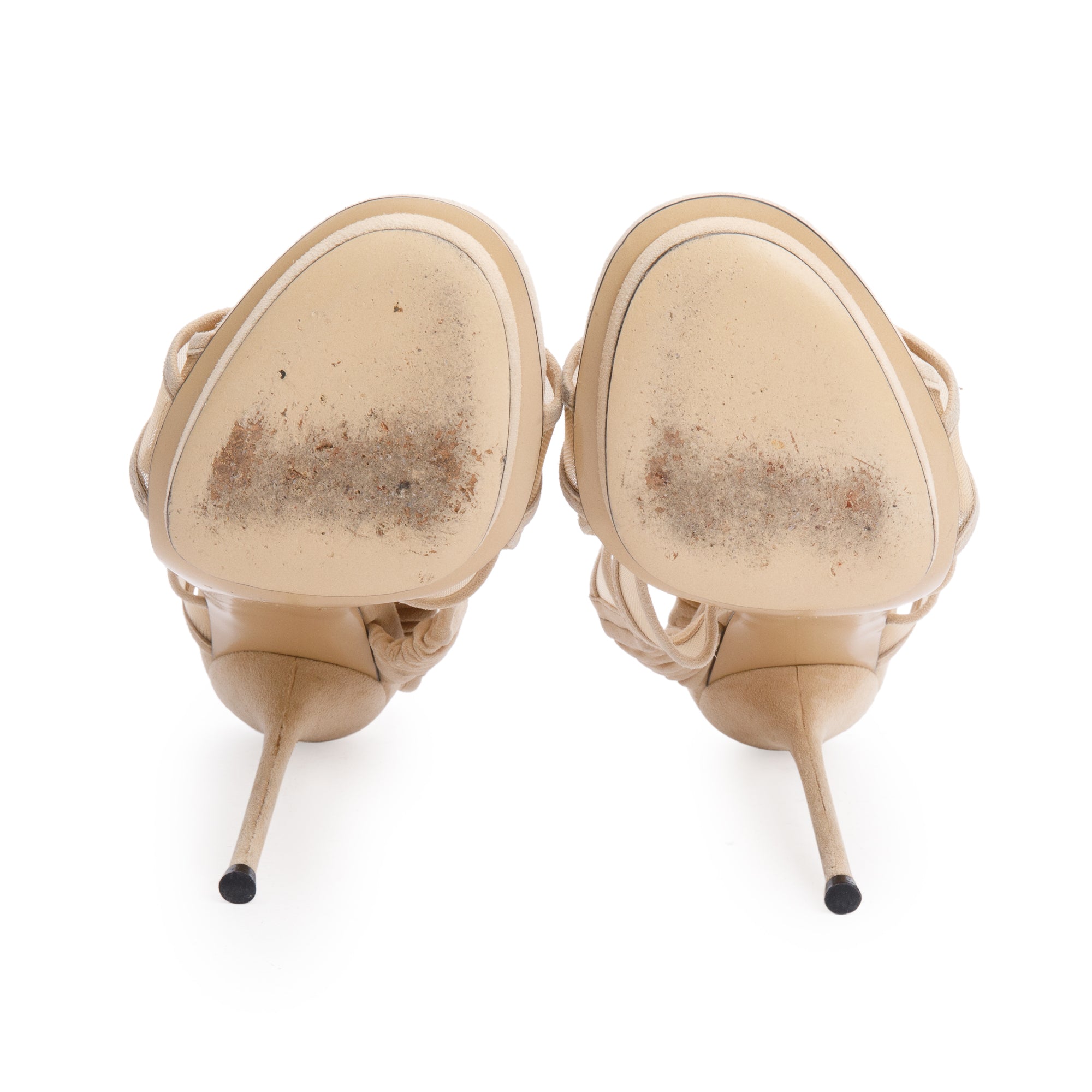 Gucci Beige Suede Mesh Tela Retino Platform Stiletto Sandals, Size 36.5
