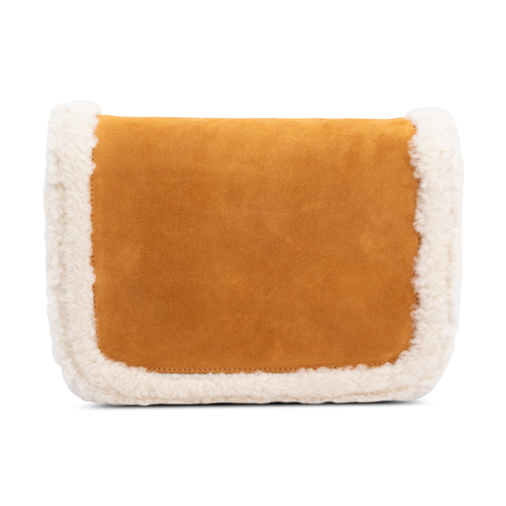 Gucci Beige Suede Shearling Trim Horsebit 1955 Small Shoulder Bag