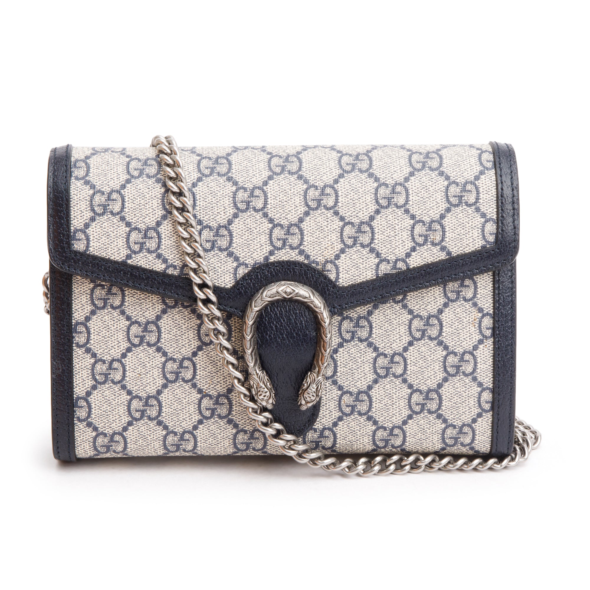 Gucci Beige/Blue Dionysus GG Supreme Wallet on Chain w/ Box