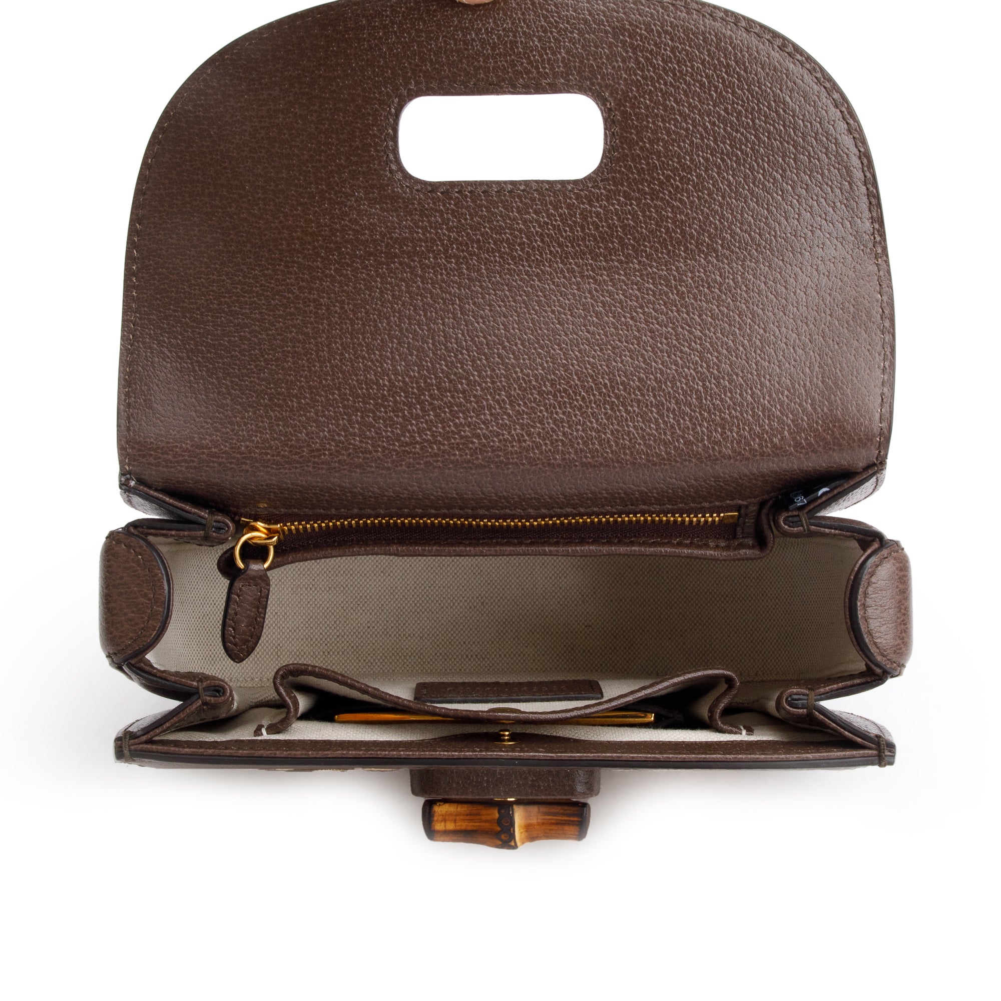 Gucci Beige/Brown Jumbo GG Canvas Bamboo 1947 Small Top Handle Bag w/ Straps & Box