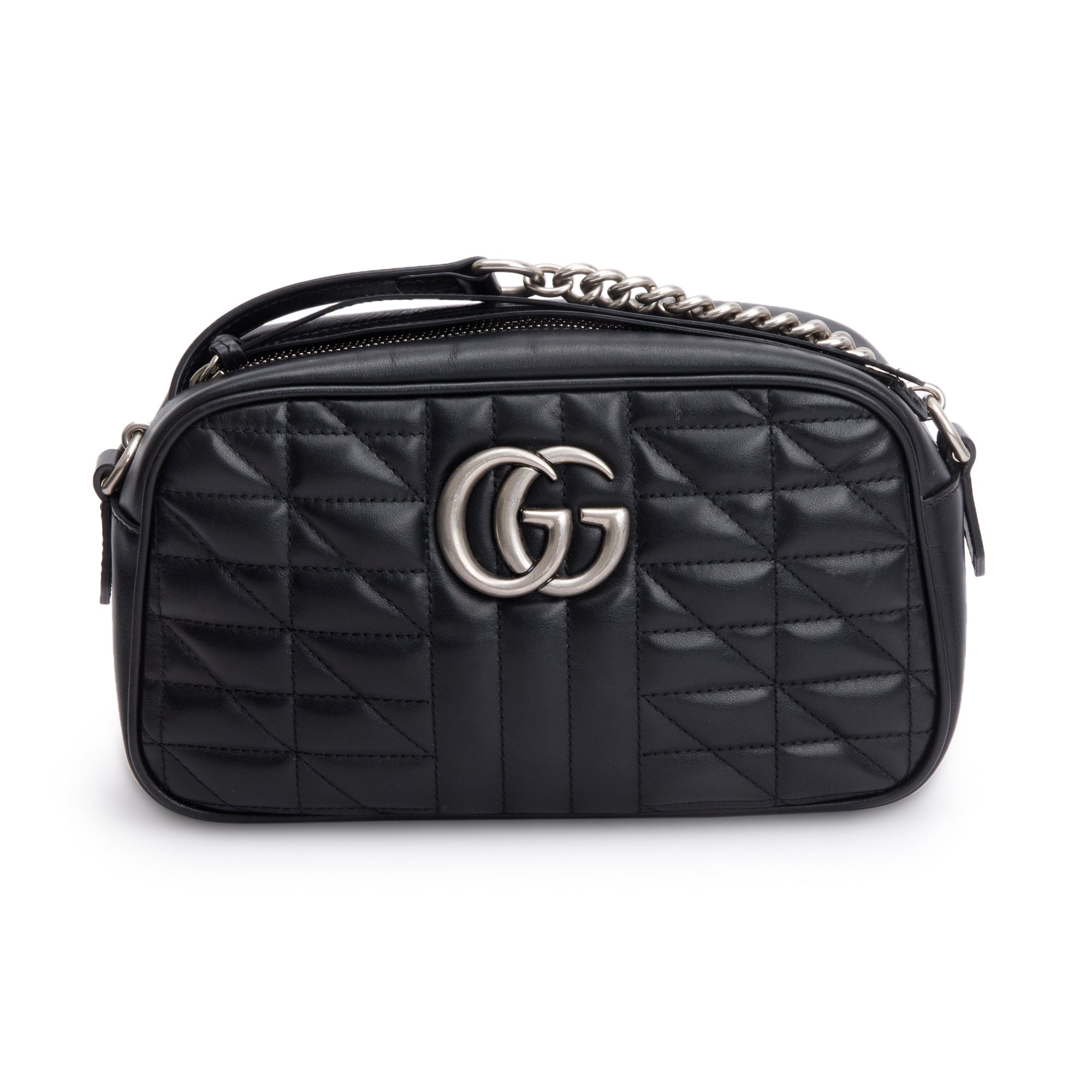 Gucci Black Aria GG Marmont Matelasse Small Shoulder Bag