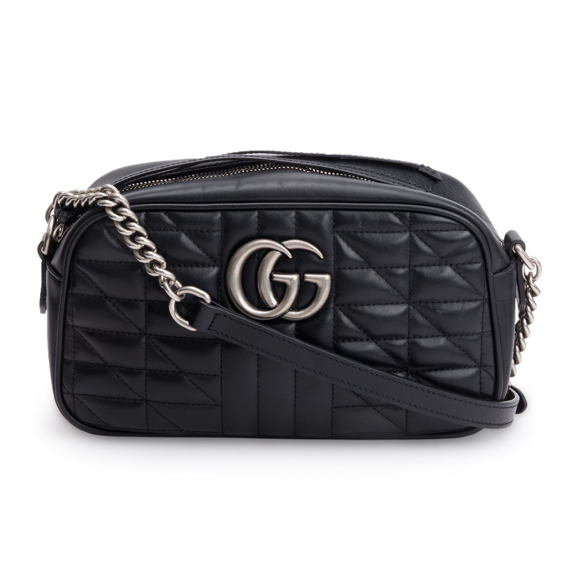 Gucci Black Aria GG Marmont Matelasse Small Shoulder Bag