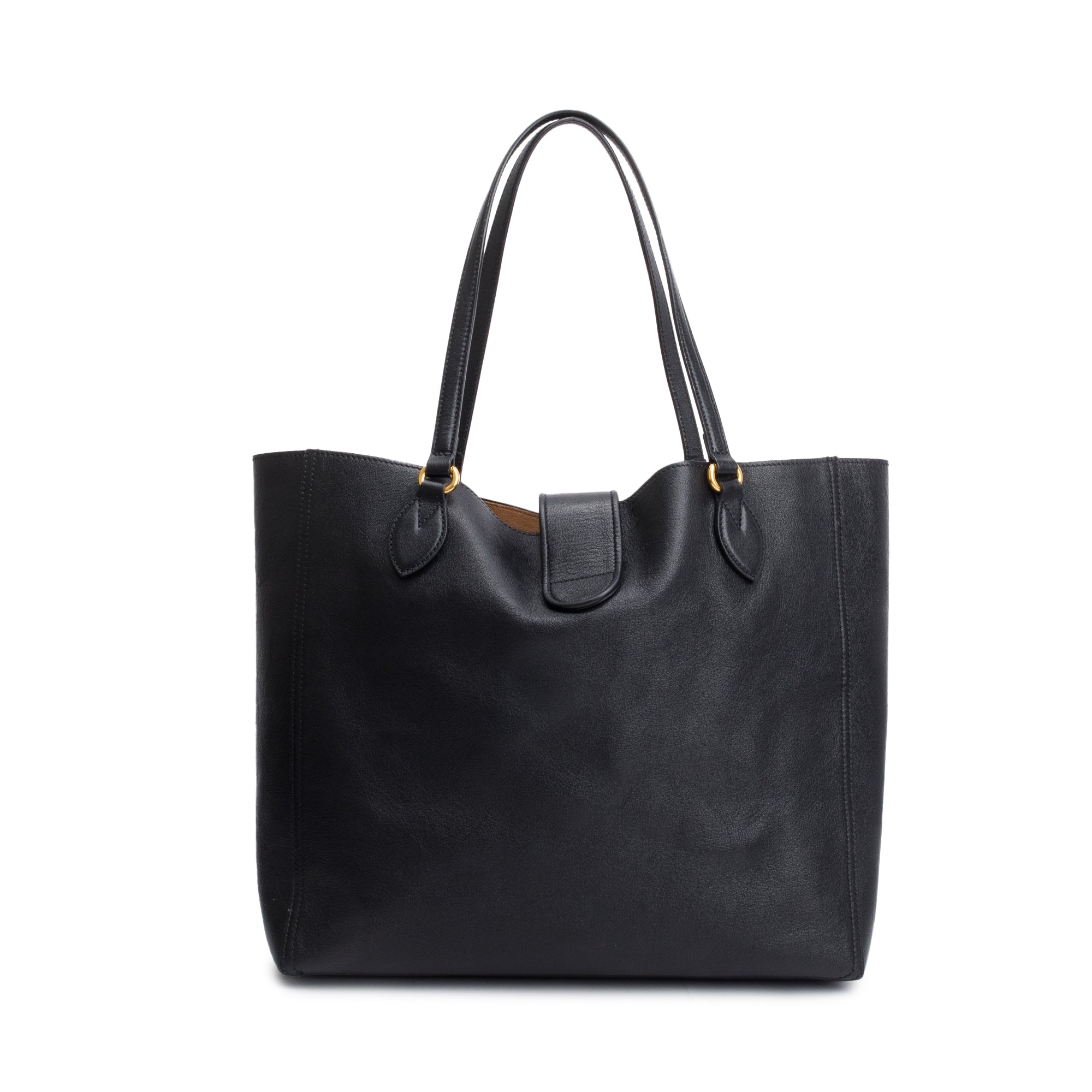Gucci Black Calfksin Leather Medium Dahlia Tote w/ Pouch