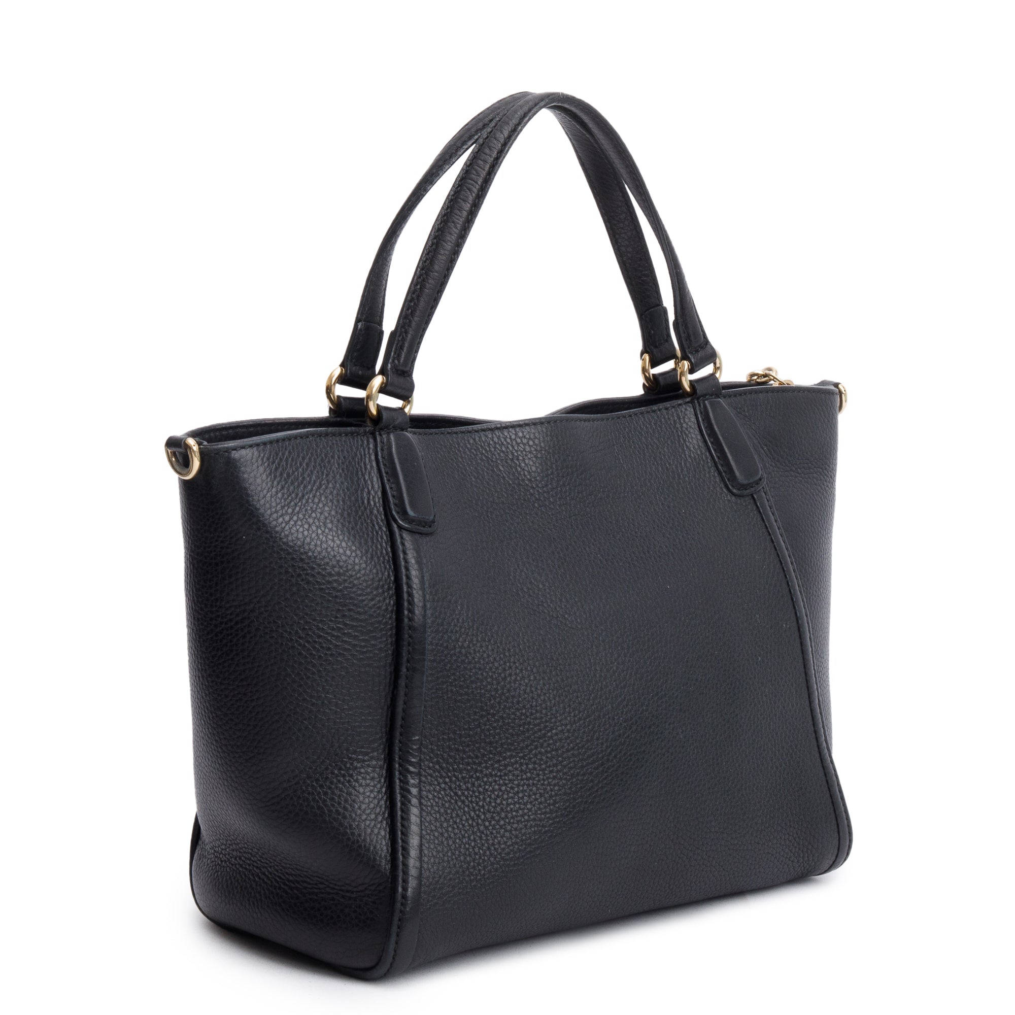 Gucci Black Calfksin Leather Small Soho Cellarius Tote w/ Strap