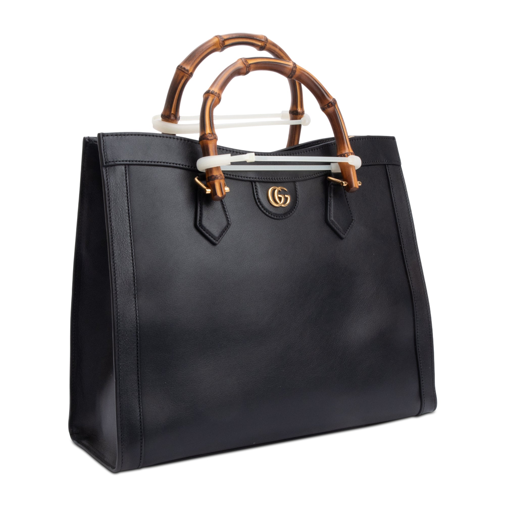 Gucci Black Calfskin Leather Diana Medium Tote Bag w/ Straps