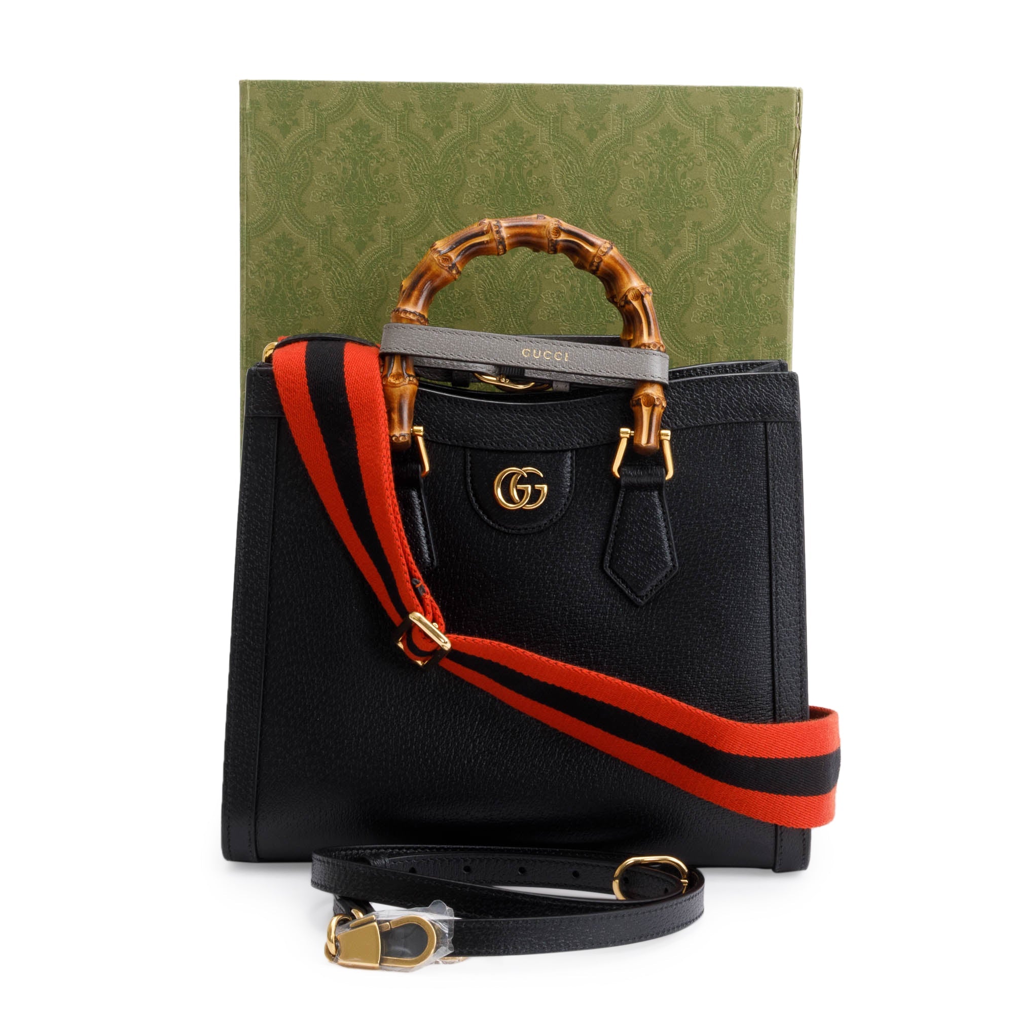 Gucci Black Calfskin Leather Diana Small Tote Bag w/ Straps & Box