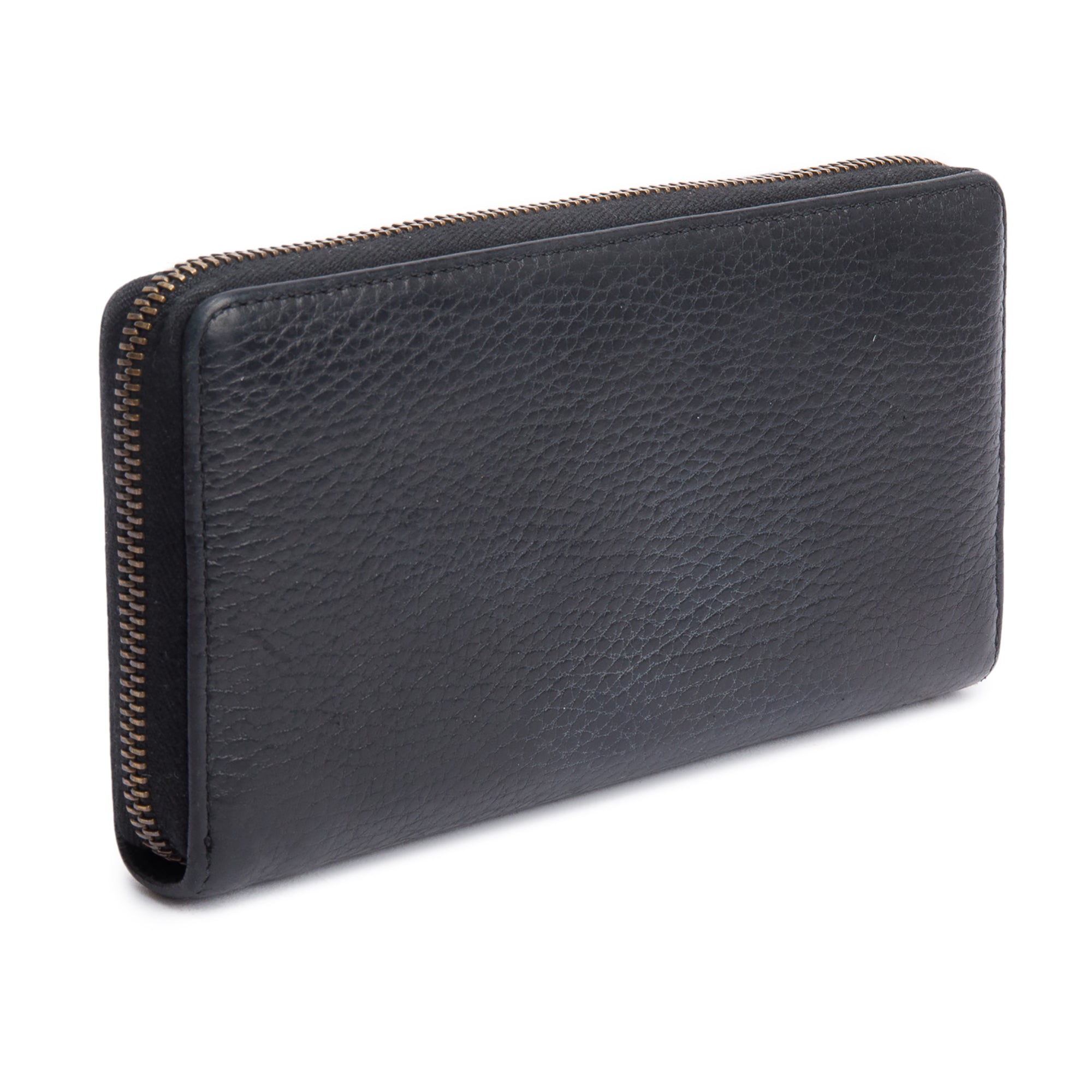Gucci Black Calfskin Leather GG Marmont Bow Zip Around Wallet w/ Box