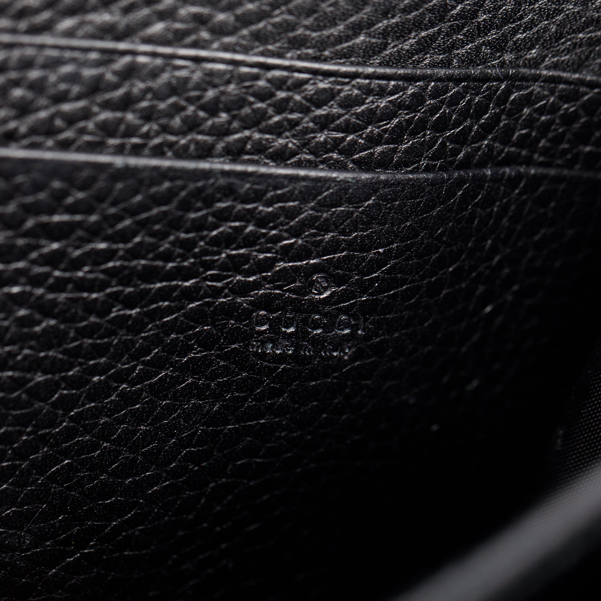 Gucci Black Calfskin Leather GG Marmont Chain Wallet w/ Box