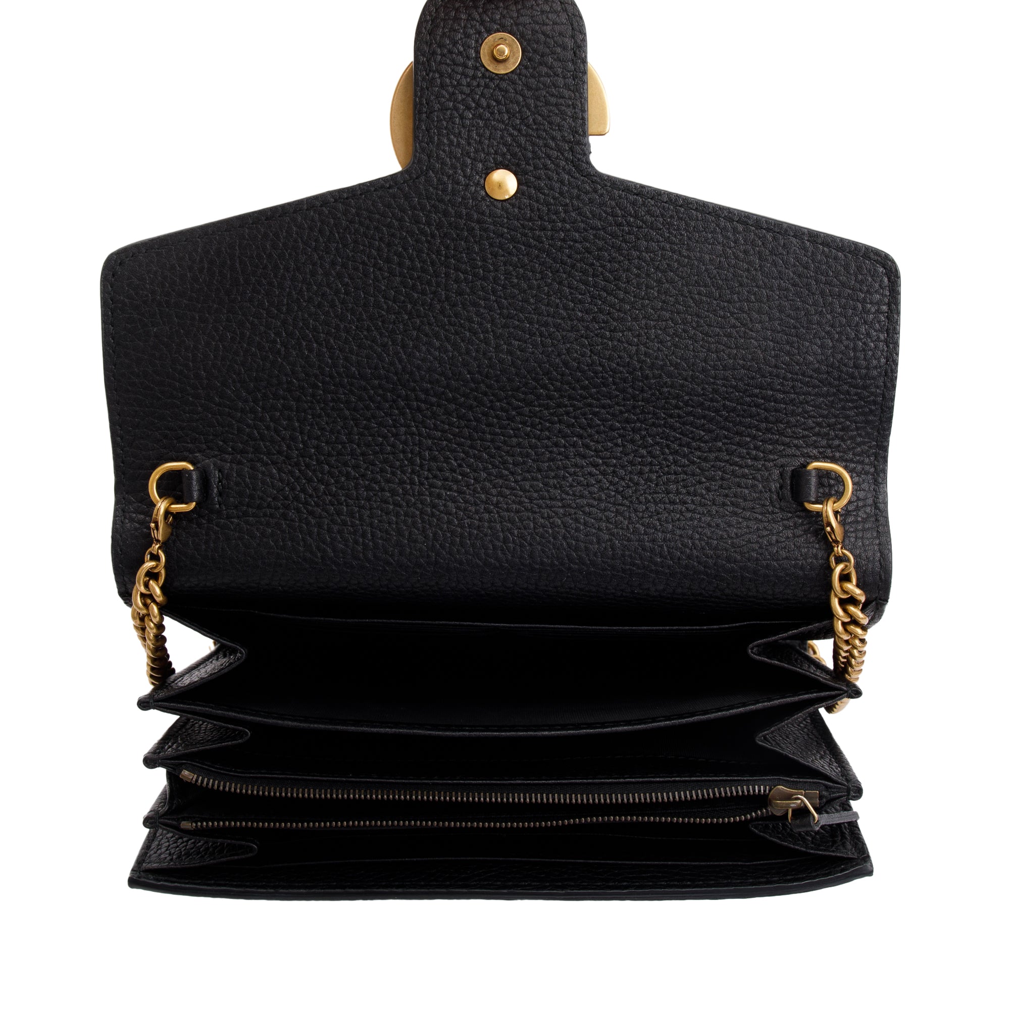 Gucci Black Calfskin Leather GG Marmont Chain Wallet w/ Box