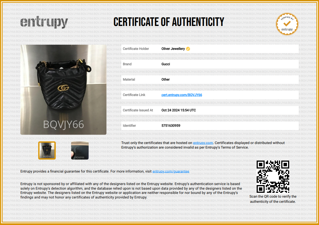 Gucci Black Calfskin Leather GG Marmont Mini Bucket Bag w/ Receipt