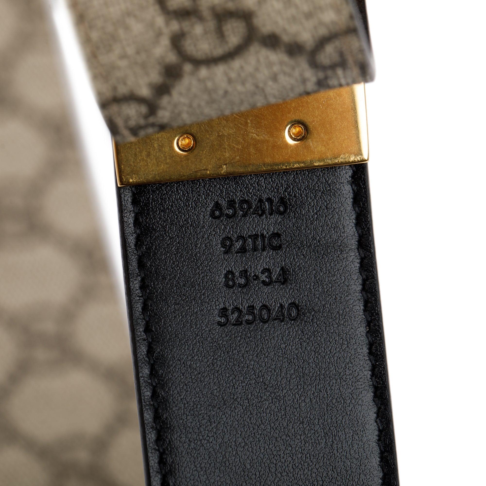 Gucci Black Calfskin Leather GG Supreme Reversible GG Marmont Belt, 85 24