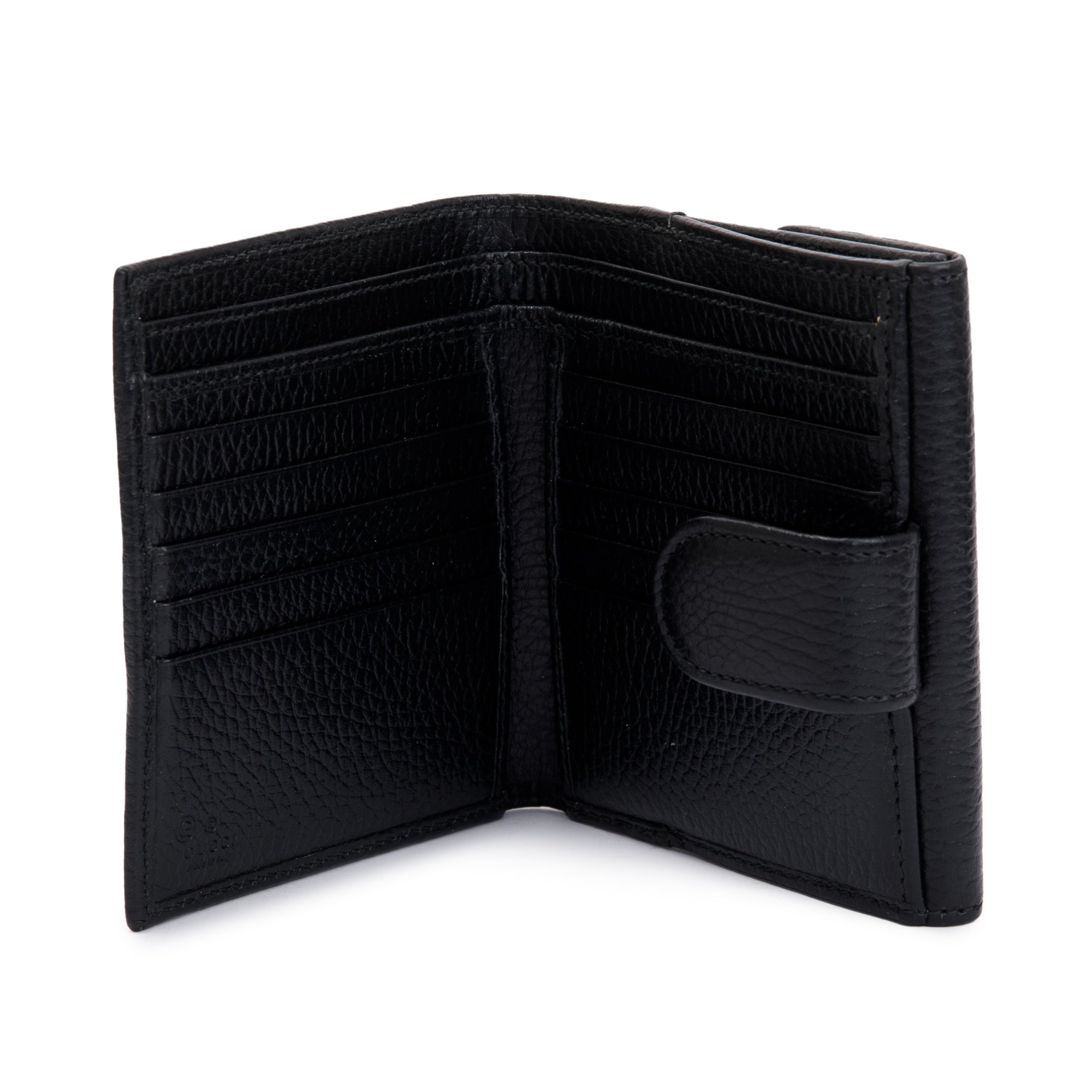 Gucci Black Calfskin Leather Interlocking G Logo Dollar French Wallet w/ Box