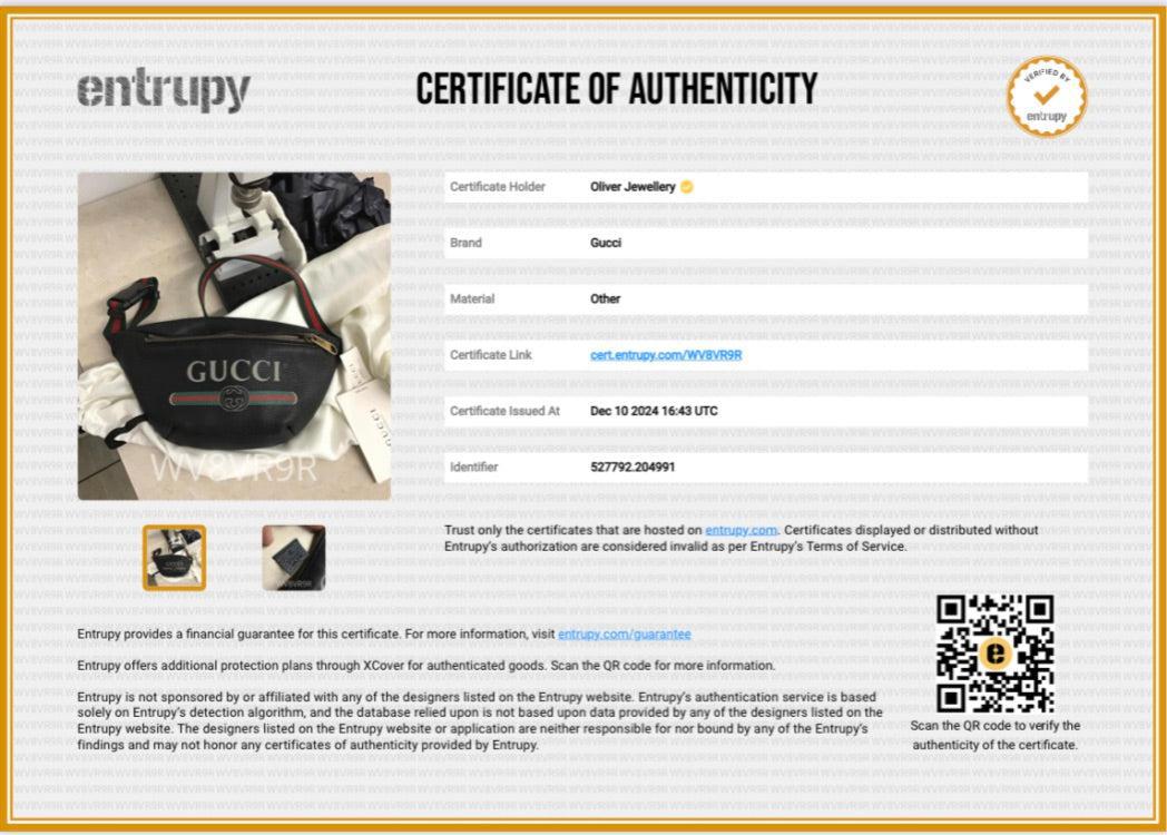 Gucci Black Calfskin Leather Logo Print Small Belt Bag