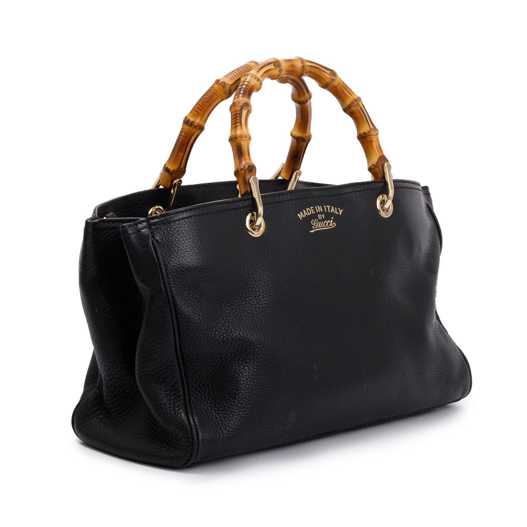 Gucci Black Calfskin Leather Medium Bamboo Shopper Tote W/O Strap
