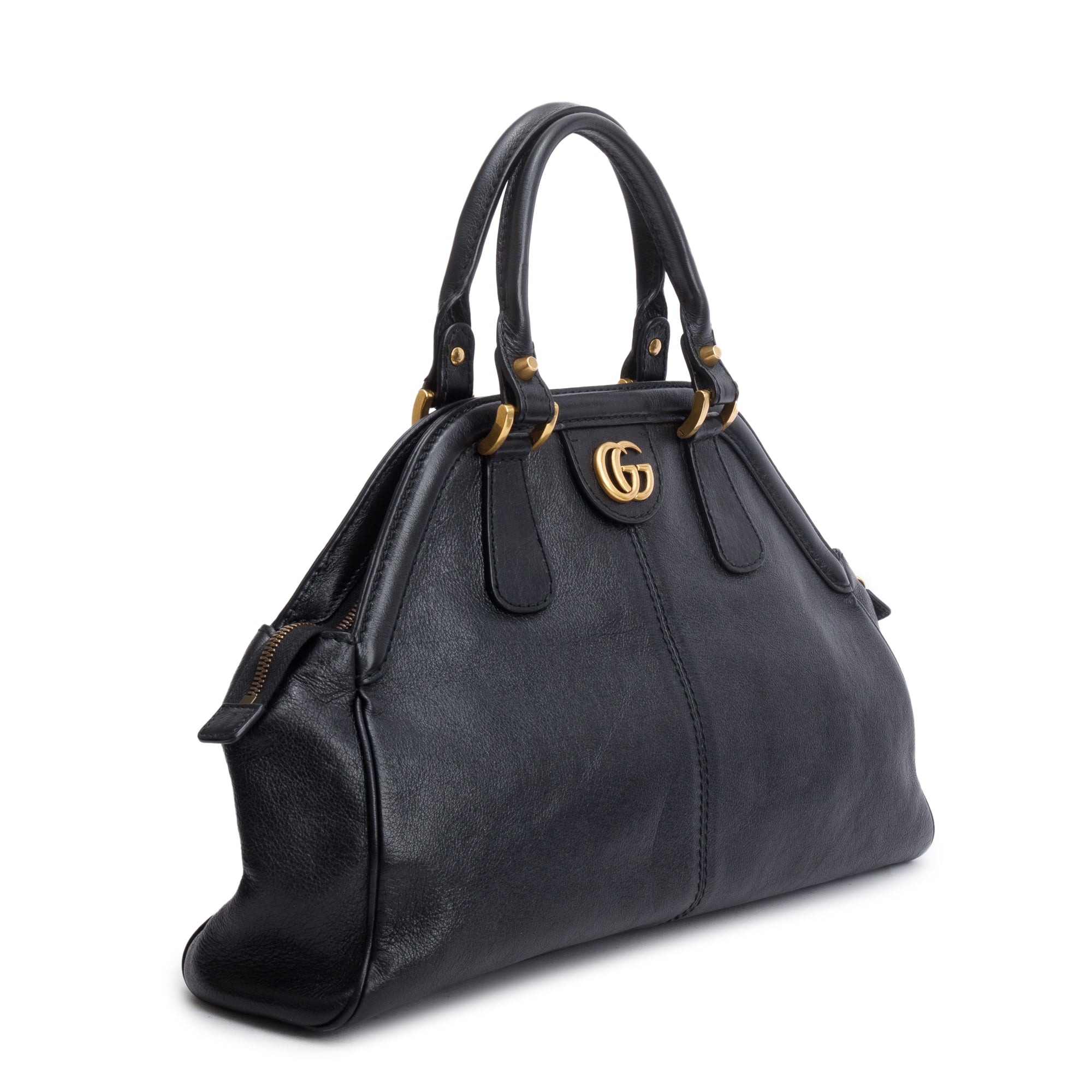 Gucci Black Calfskin Leather Medium RE(Belle) Shoulder Bag w/ Strap