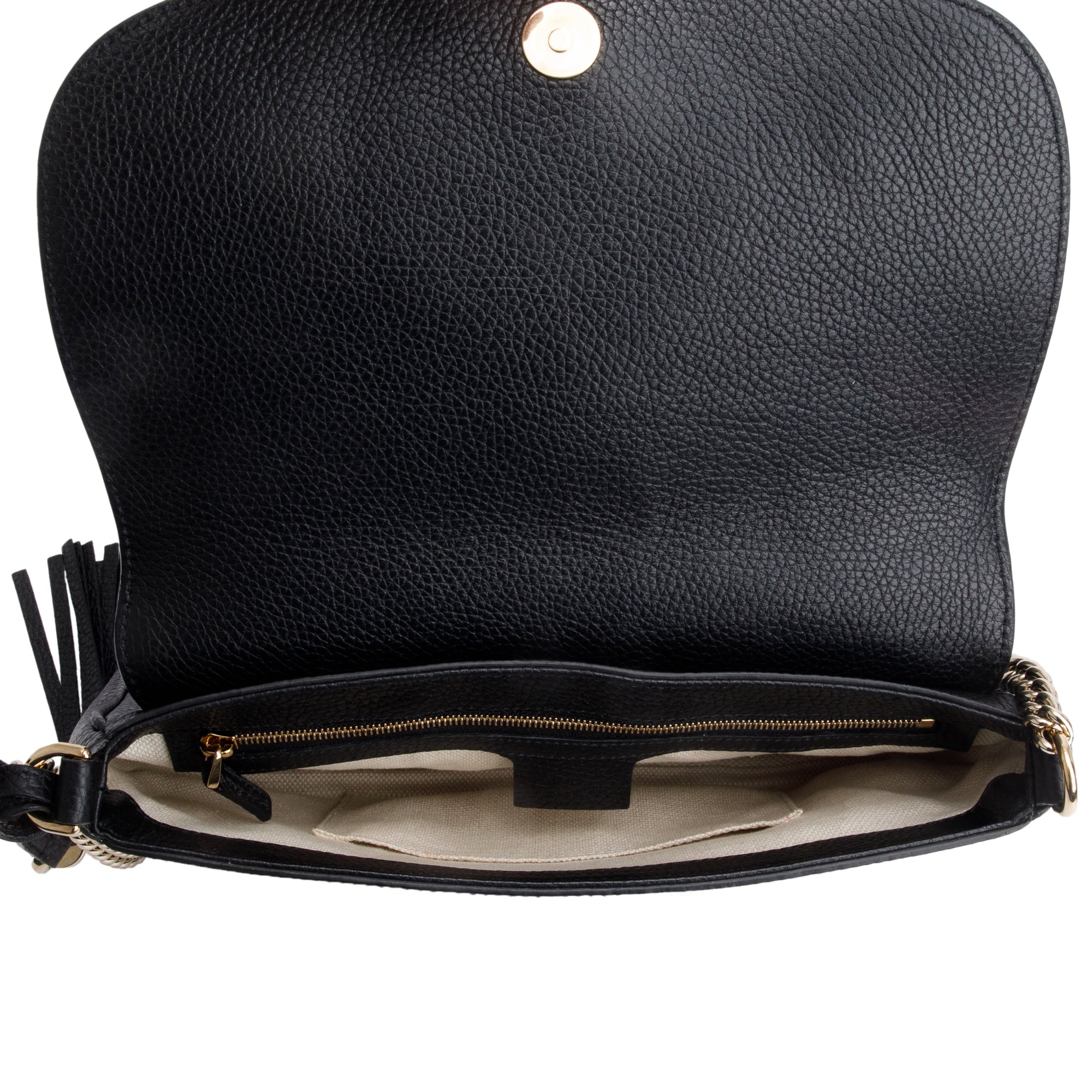 Gucci Black Calfskin Leather Medium Soho Chain Crossbody Bag