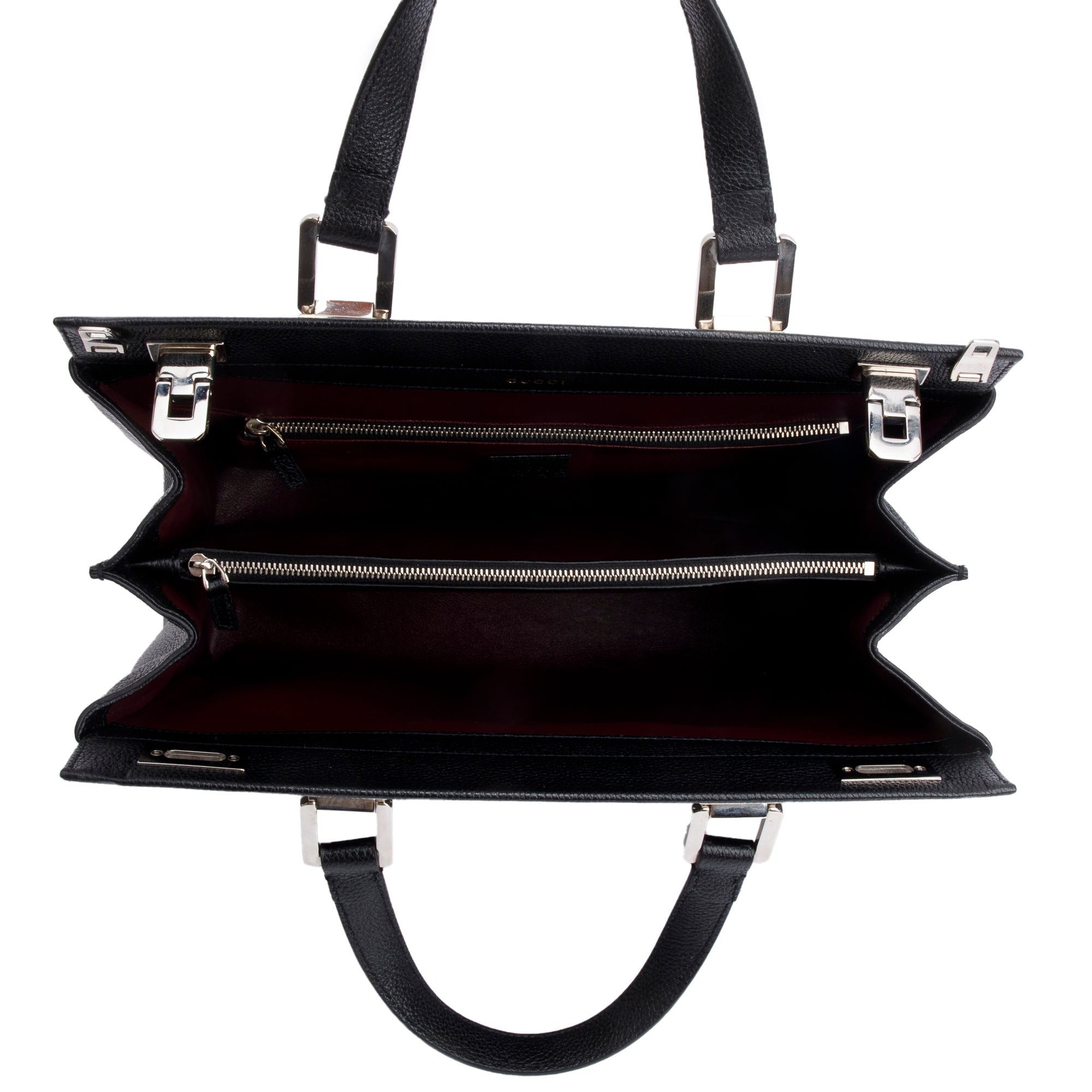 Gucci Black Calfskin Leather Medium Zumi Top Handle Bag w/ Strap