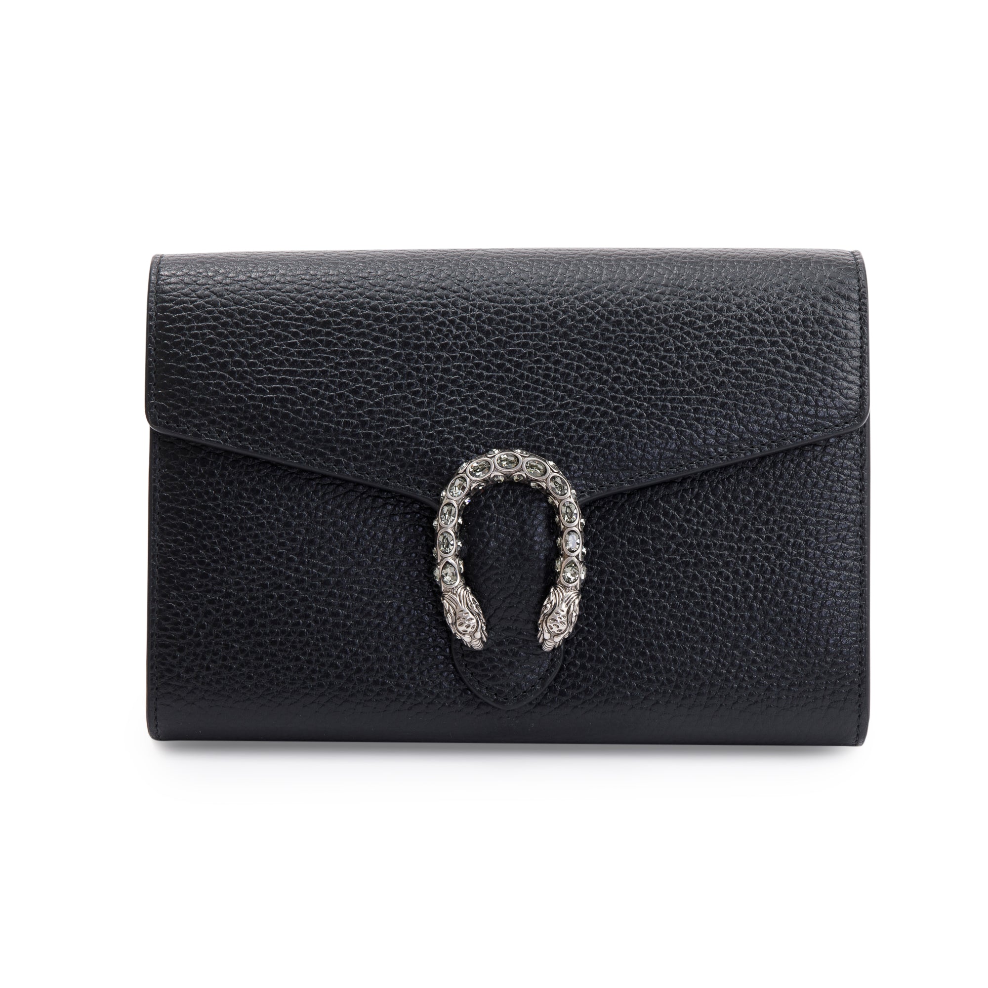 Gucci Black Calfskin Leather Mini Dionysus Chain Wallet