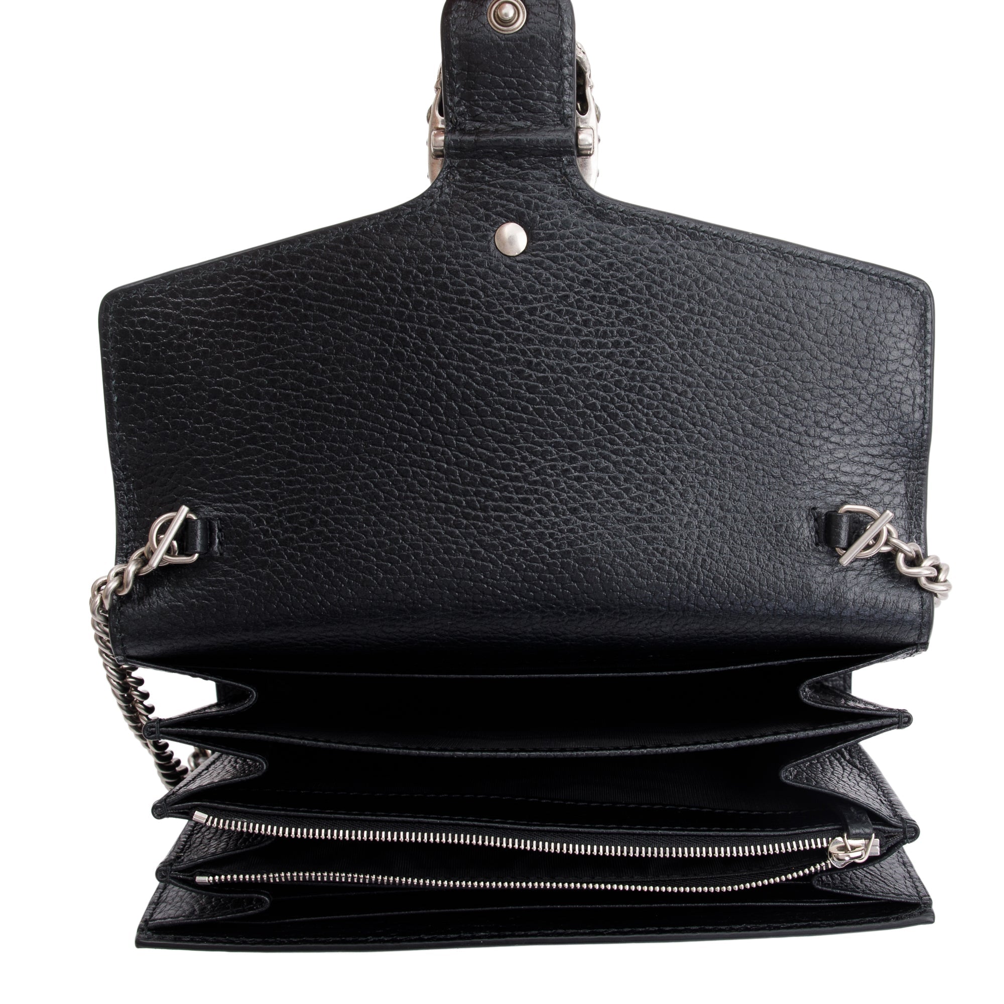 Gucci Black Calfskin Leather Mini Dionysus Chain Wallet