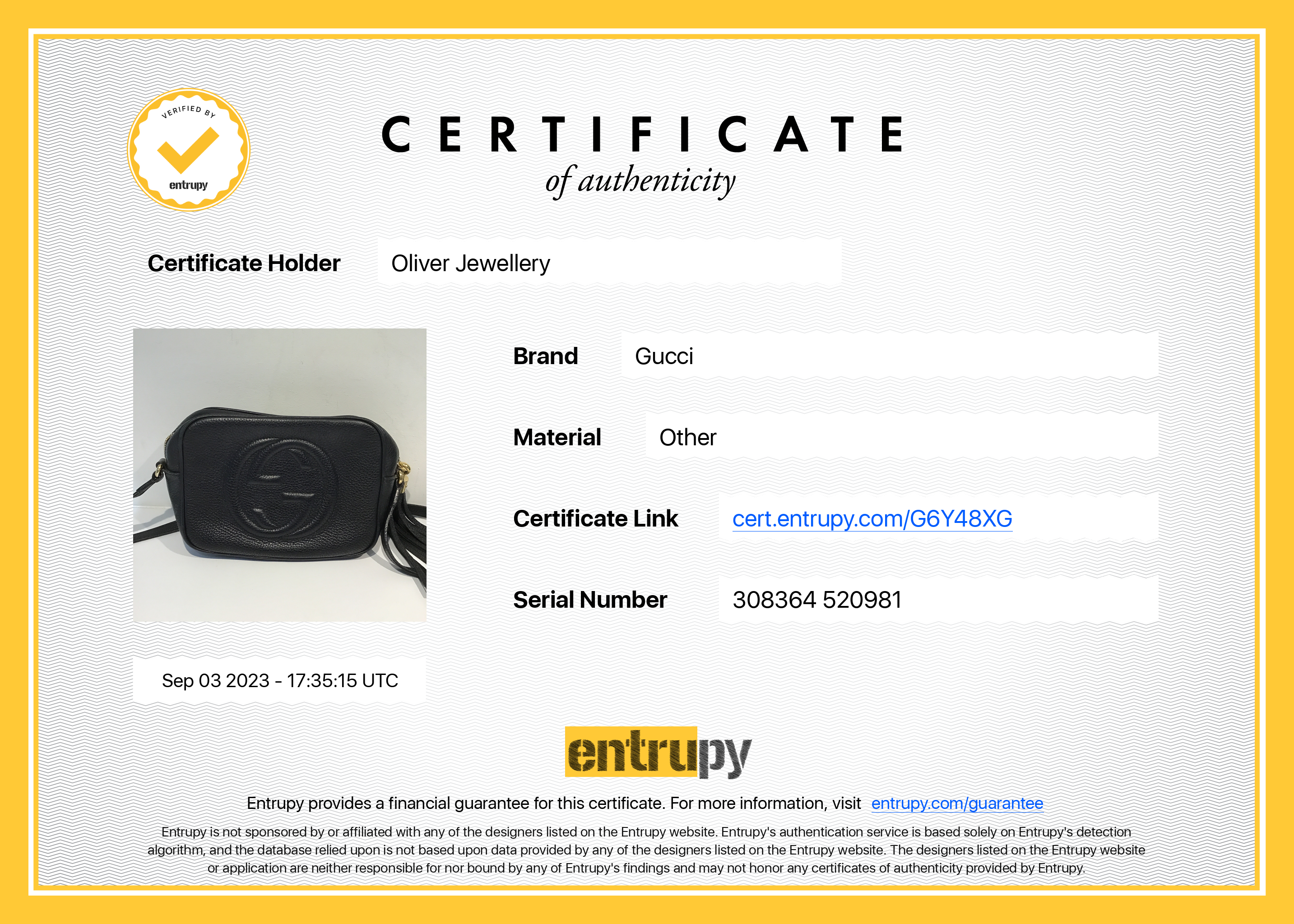 Gucci Black Calfskin Leather Small Soho Disco Bag